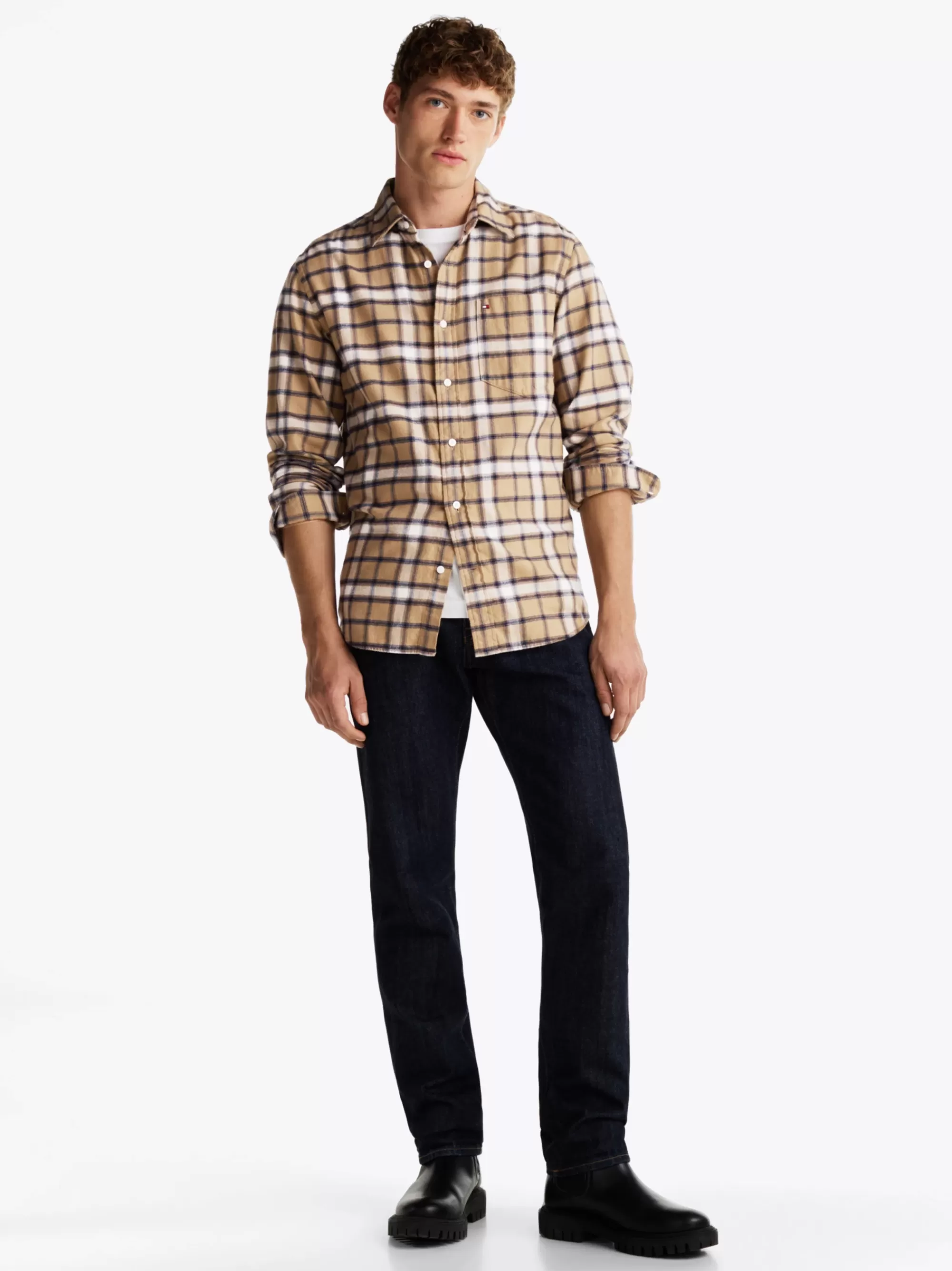 Overhemden*Tommy Hilfiger Regular Fit Overhemd Met Schaduweffectruit SAFARI CANVAS / MULTI
