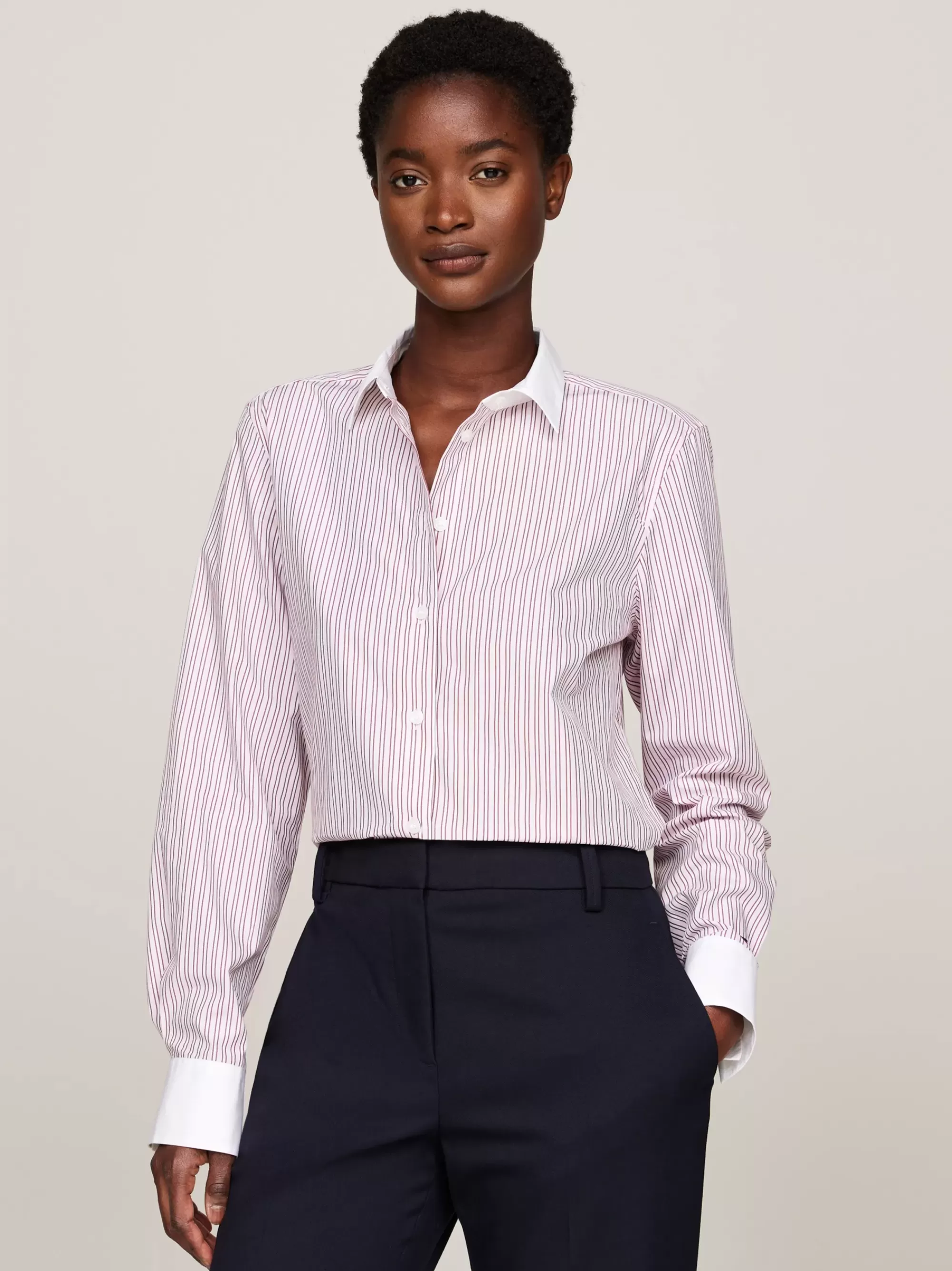 Blouses & Overhemden*Tommy Hilfiger Regular Fit Overhemd Met Strepen En Contrast IVY STP/ PINK