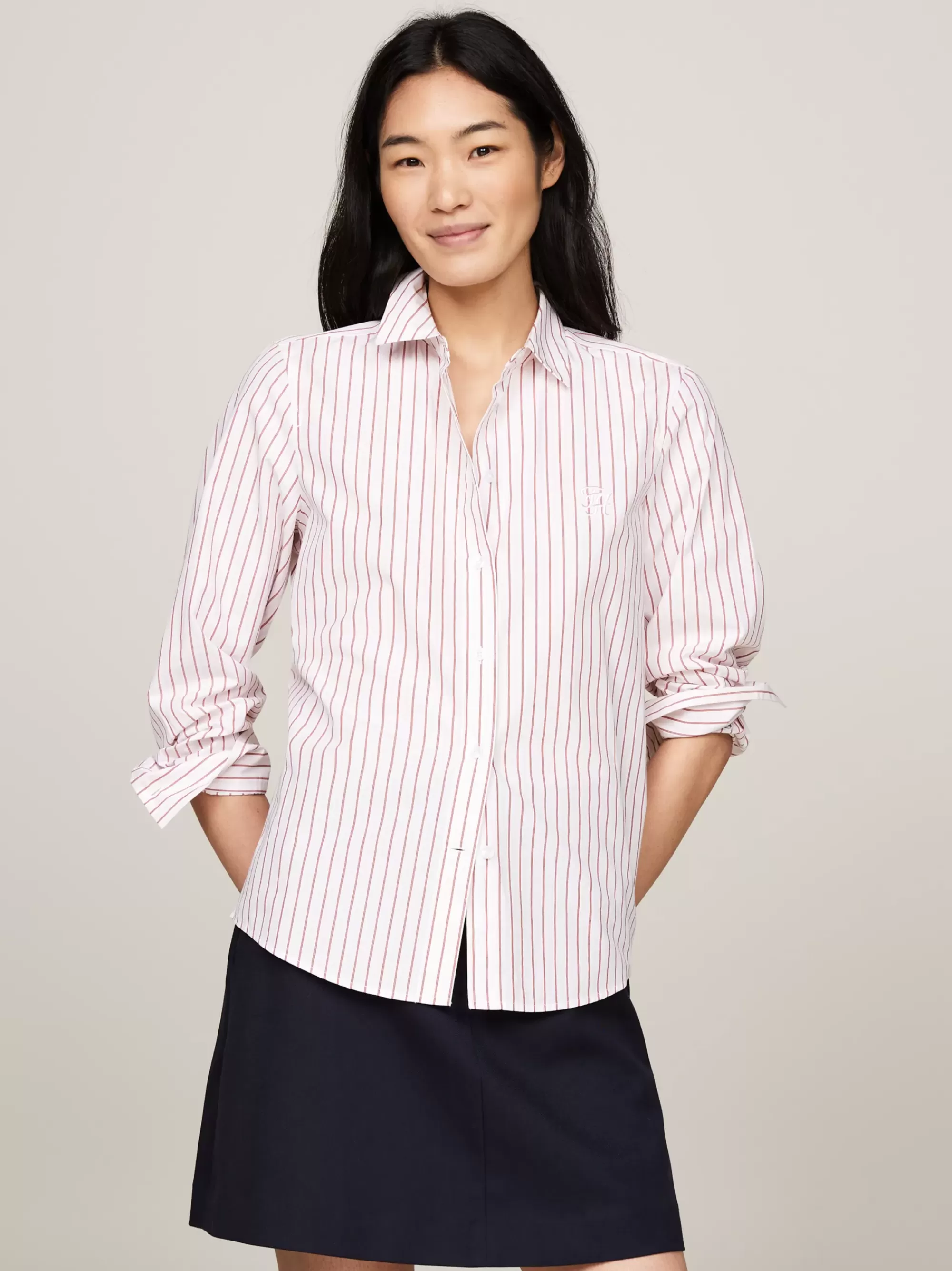 Blouses & Overhemden*Tommy Hilfiger Regular Fit Overhemd Met Strepen En Contrast CLASSIC SHIRTING STP/ PINK