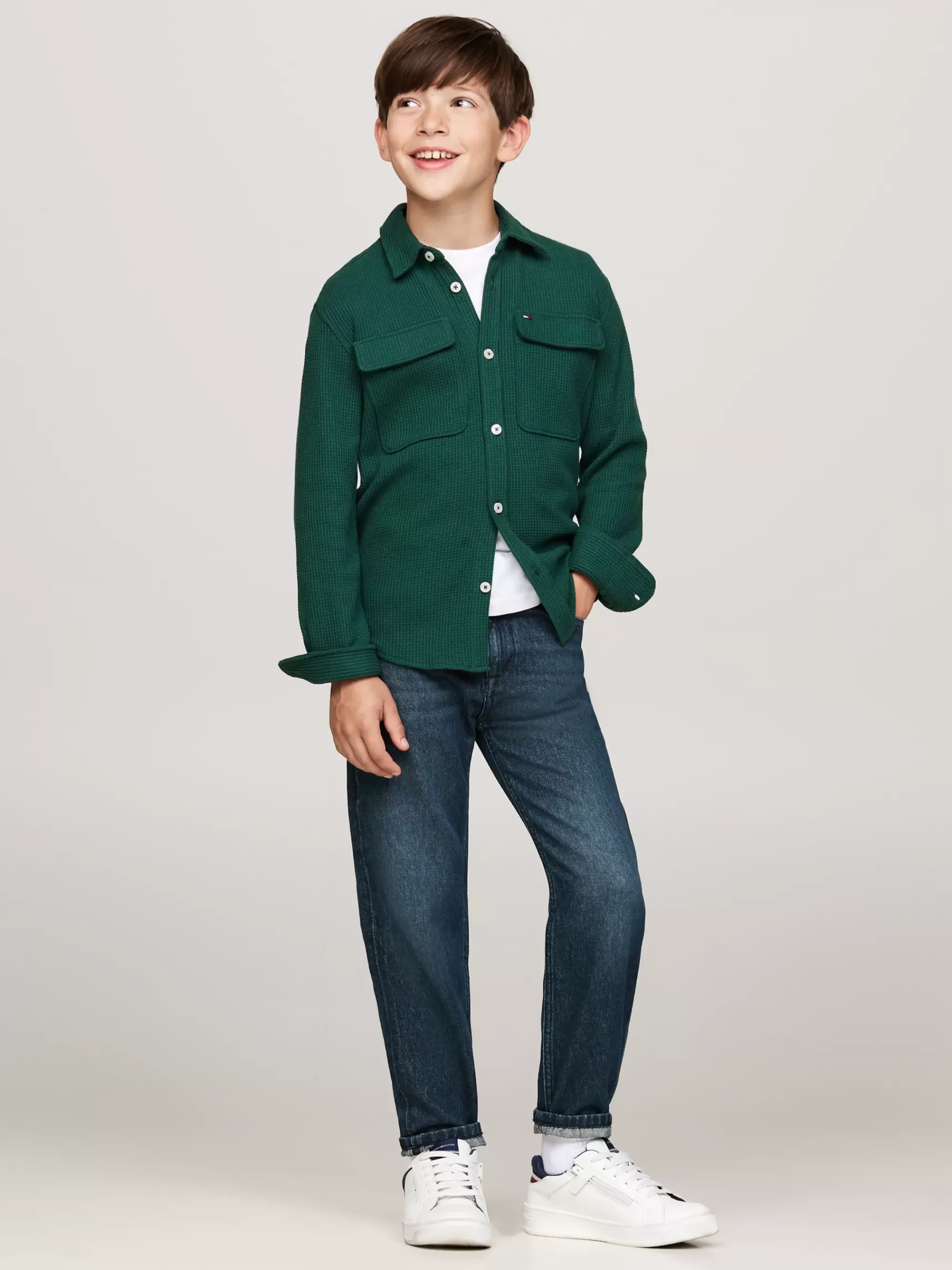 Overhemden*Tommy Hilfiger Regular Fit Overshirt Met Wafelsteek ORNAMENTAL GREEN