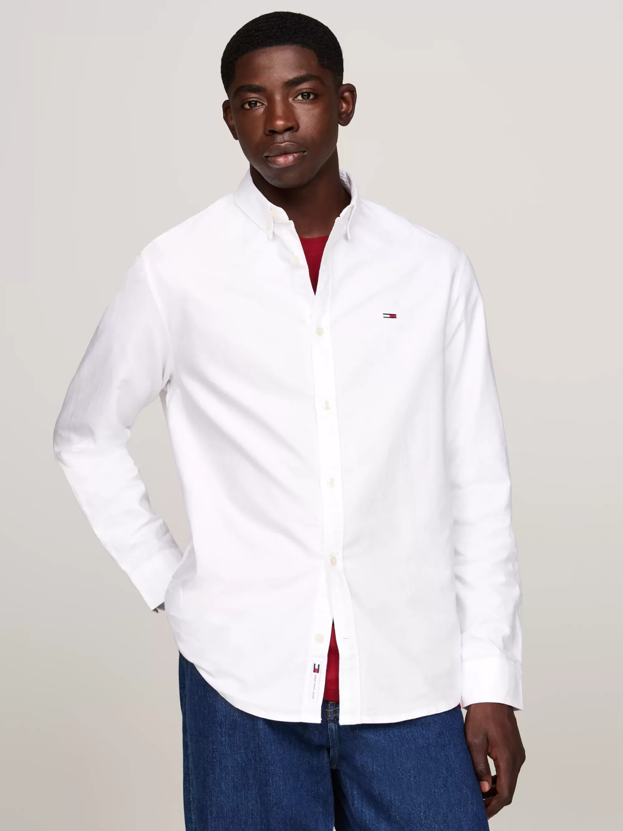 Overhemden*Tommy Hilfiger Regular Fit Oxford Overhemd Met Vlagpatch WHITE