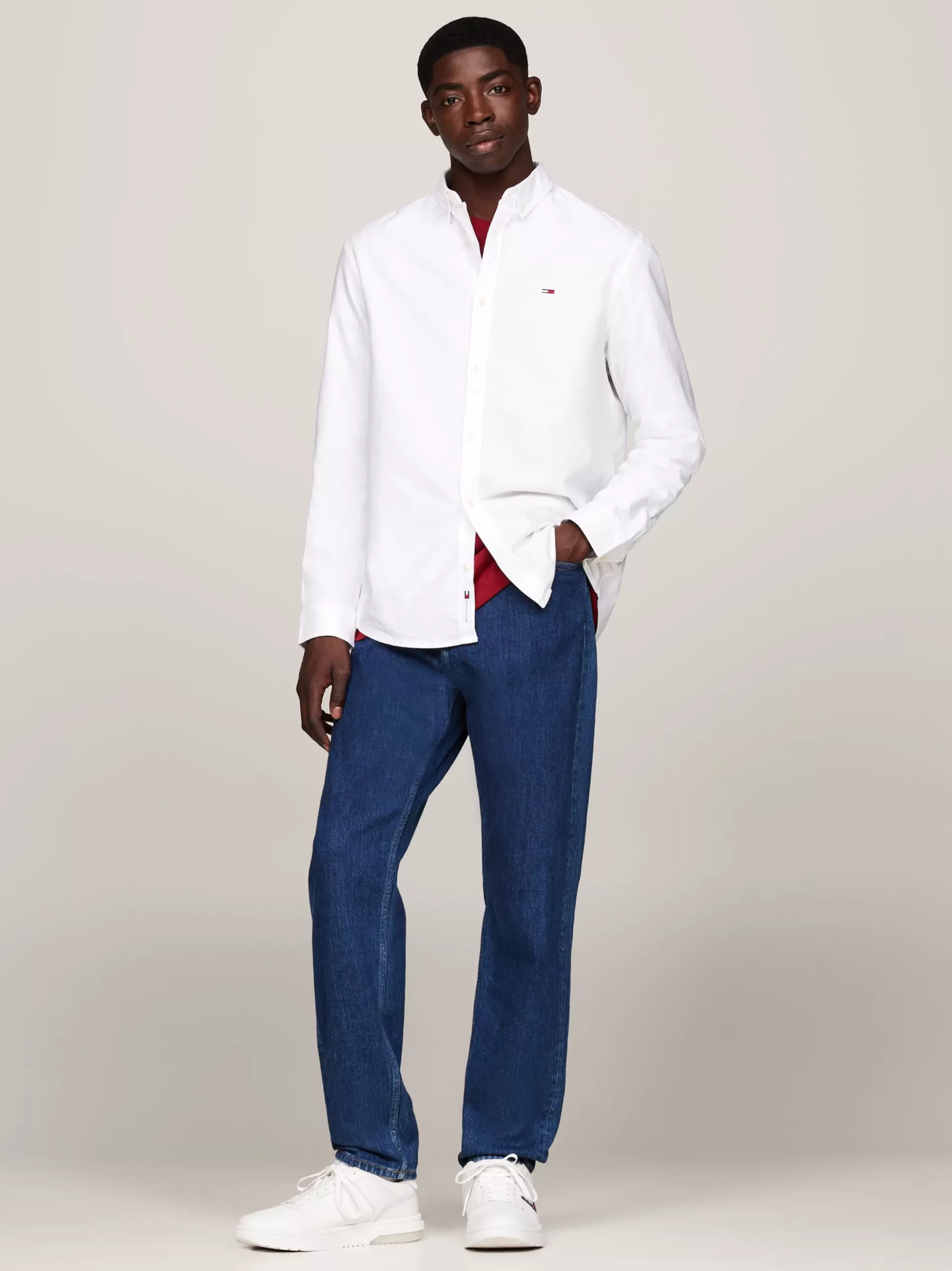 Overhemden*Tommy Hilfiger Regular Fit Oxford Overhemd Met Vlagpatch WHITE