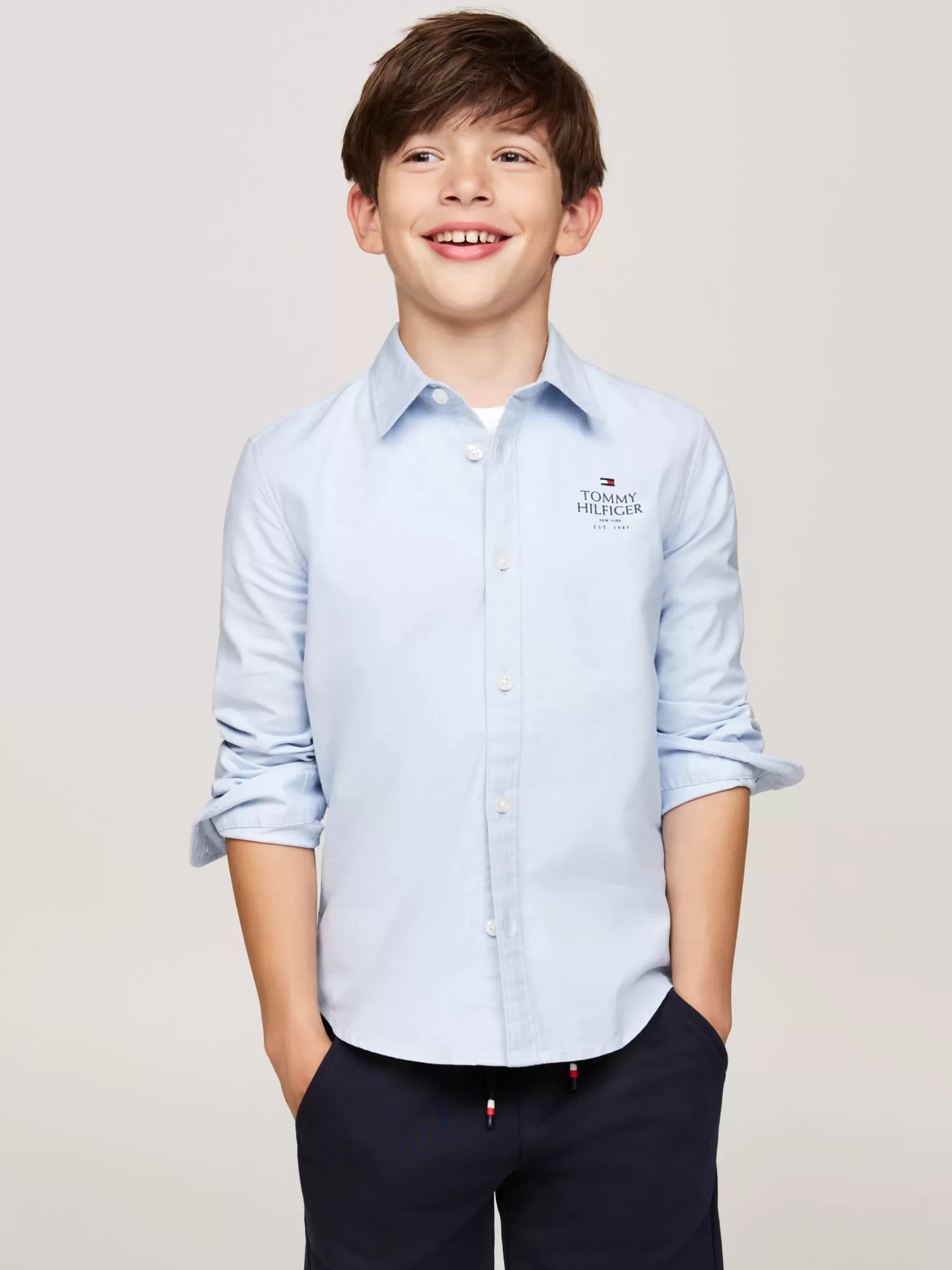 Overhemden*Tommy Hilfiger Regular Fit Oxford-overhemd Met Hilfiger-logo BREEZY BLUE