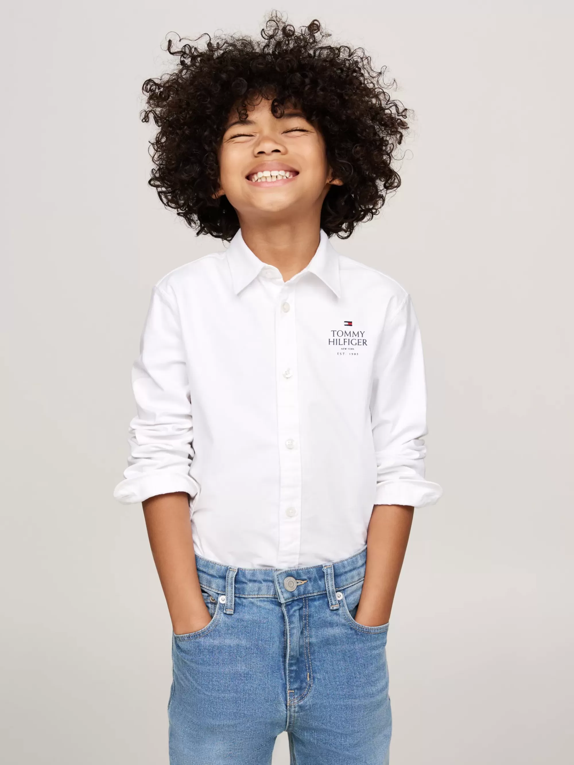Overhemden*Tommy Hilfiger Regular Fit Oxford-overhemd Met Hilfiger-logo WHITE