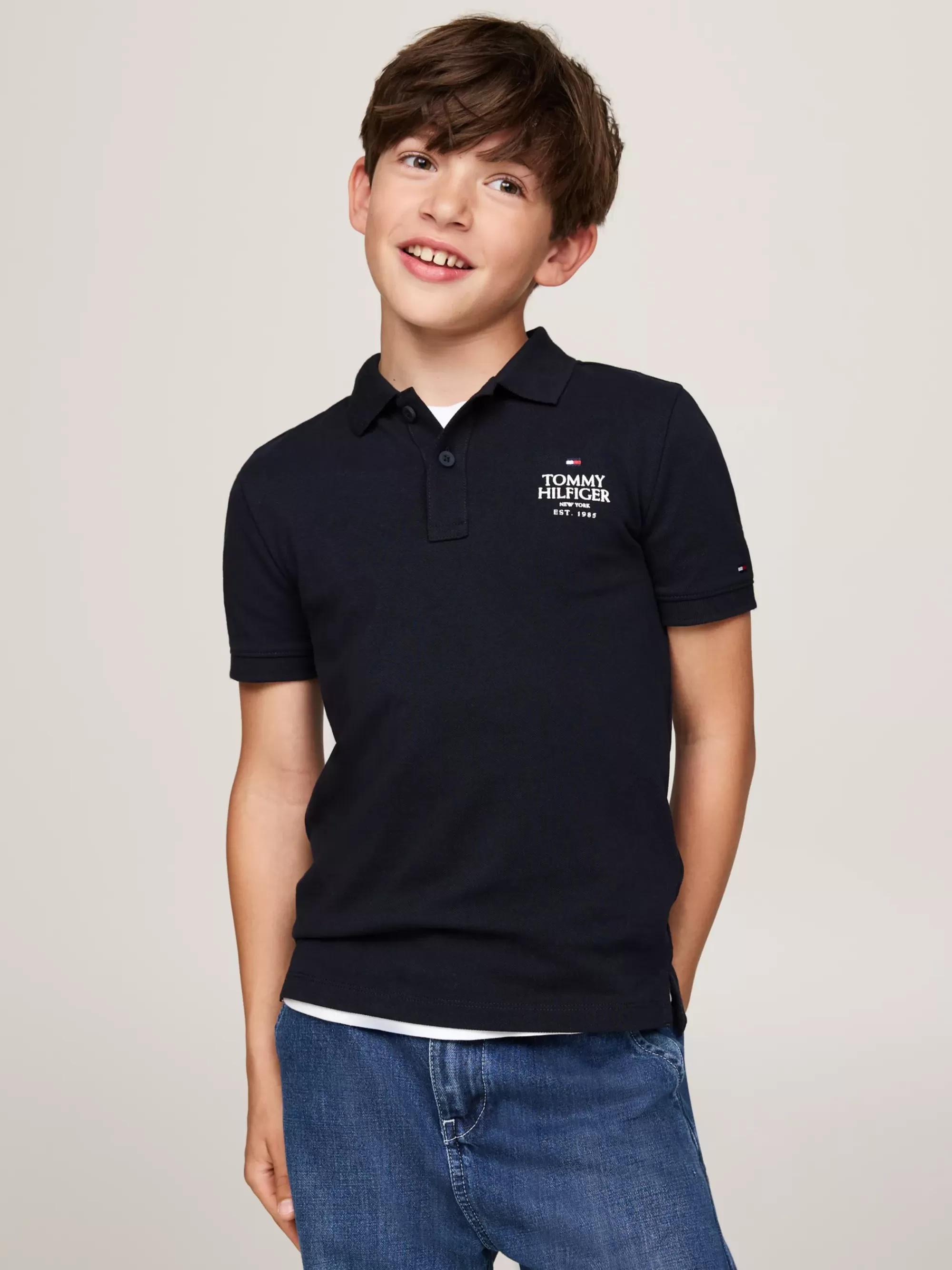 T-Shirts & Polo's*Tommy Hilfiger Regular Fit Piqué Polo Met Hilfiger-logo DESERT SKY