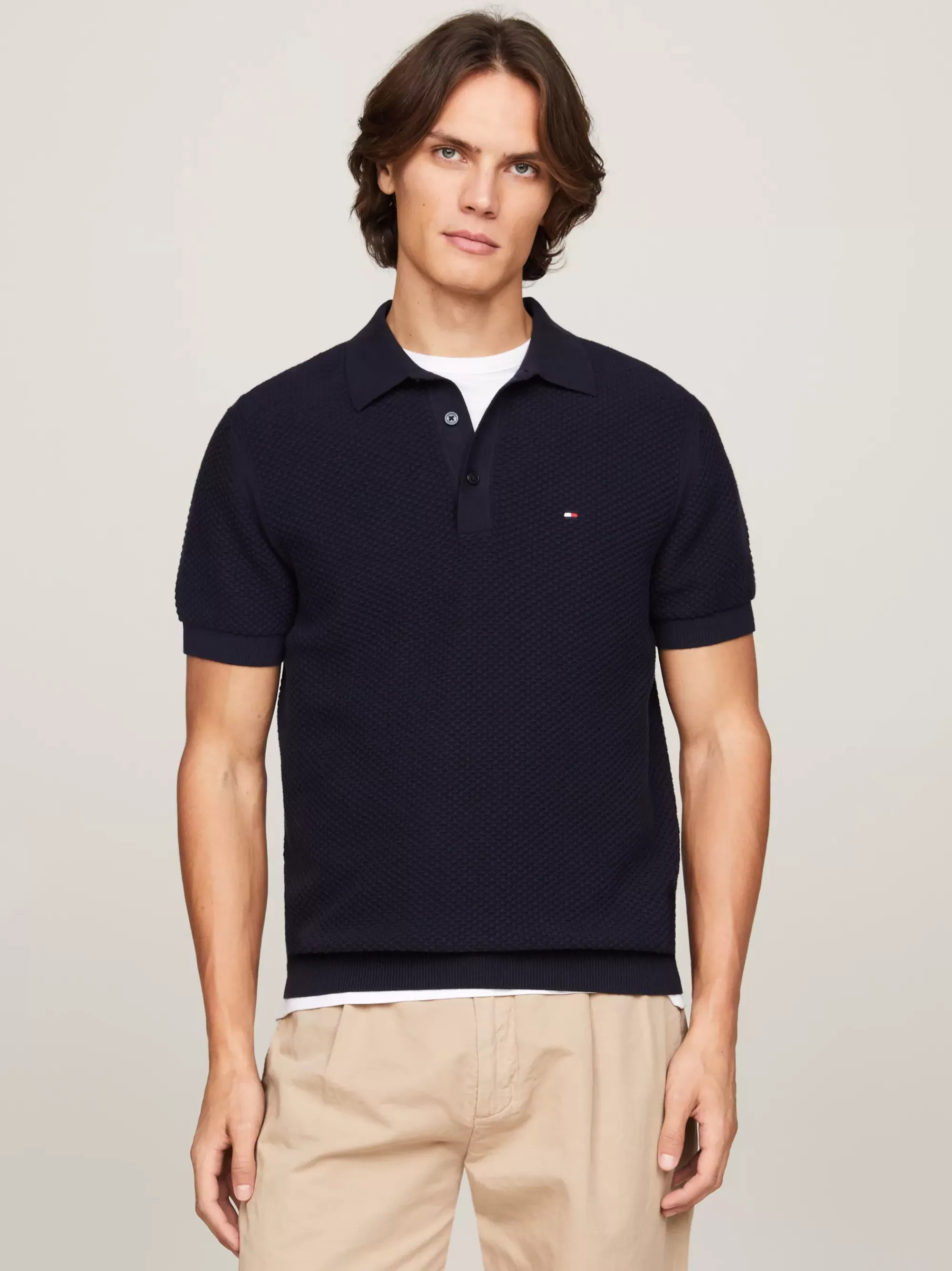 Truien & Vesten | Truien*Tommy Hilfiger Regular Fit Polo In Ovale Wafelsteek DESERT SKY