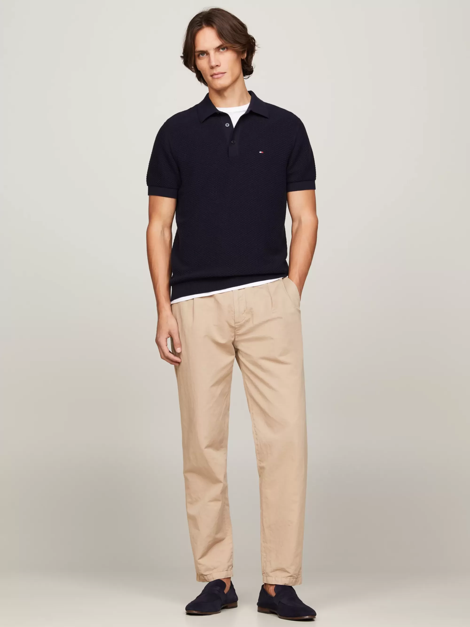 Truien & Vesten | Truien*Tommy Hilfiger Regular Fit Polo In Ovale Wafelsteek DESERT SKY