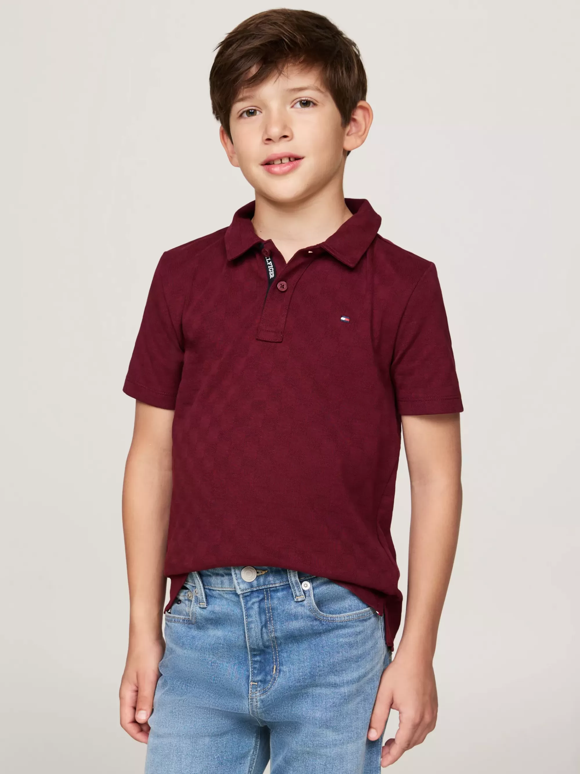 T-Shirts & Polo's*Tommy Hilfiger Regular Fit Polo Met Checkerboard-jacquard DEEP ROUGE