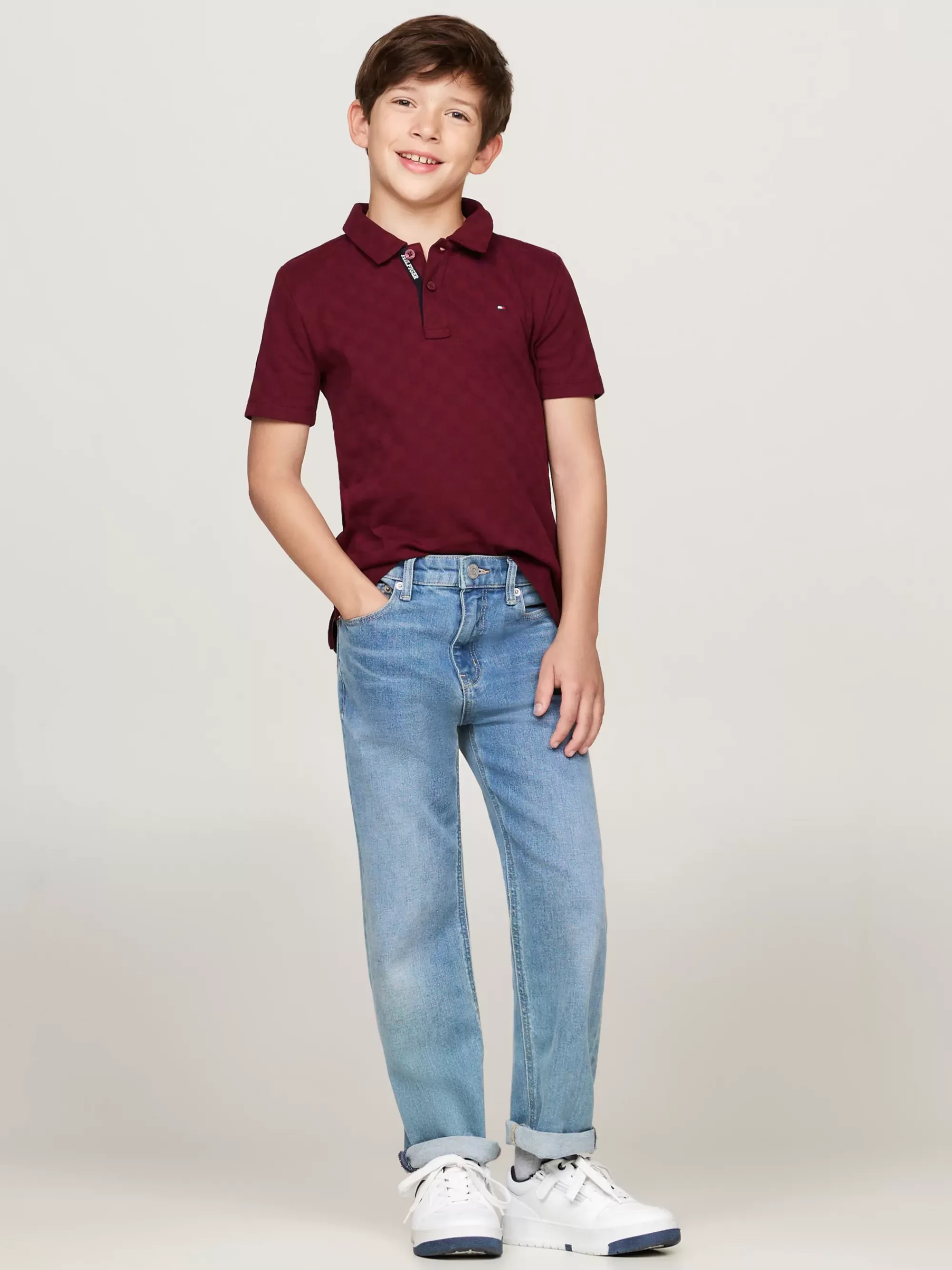 T-Shirts & Polo's*Tommy Hilfiger Regular Fit Polo Met Checkerboard-jacquard DEEP ROUGE