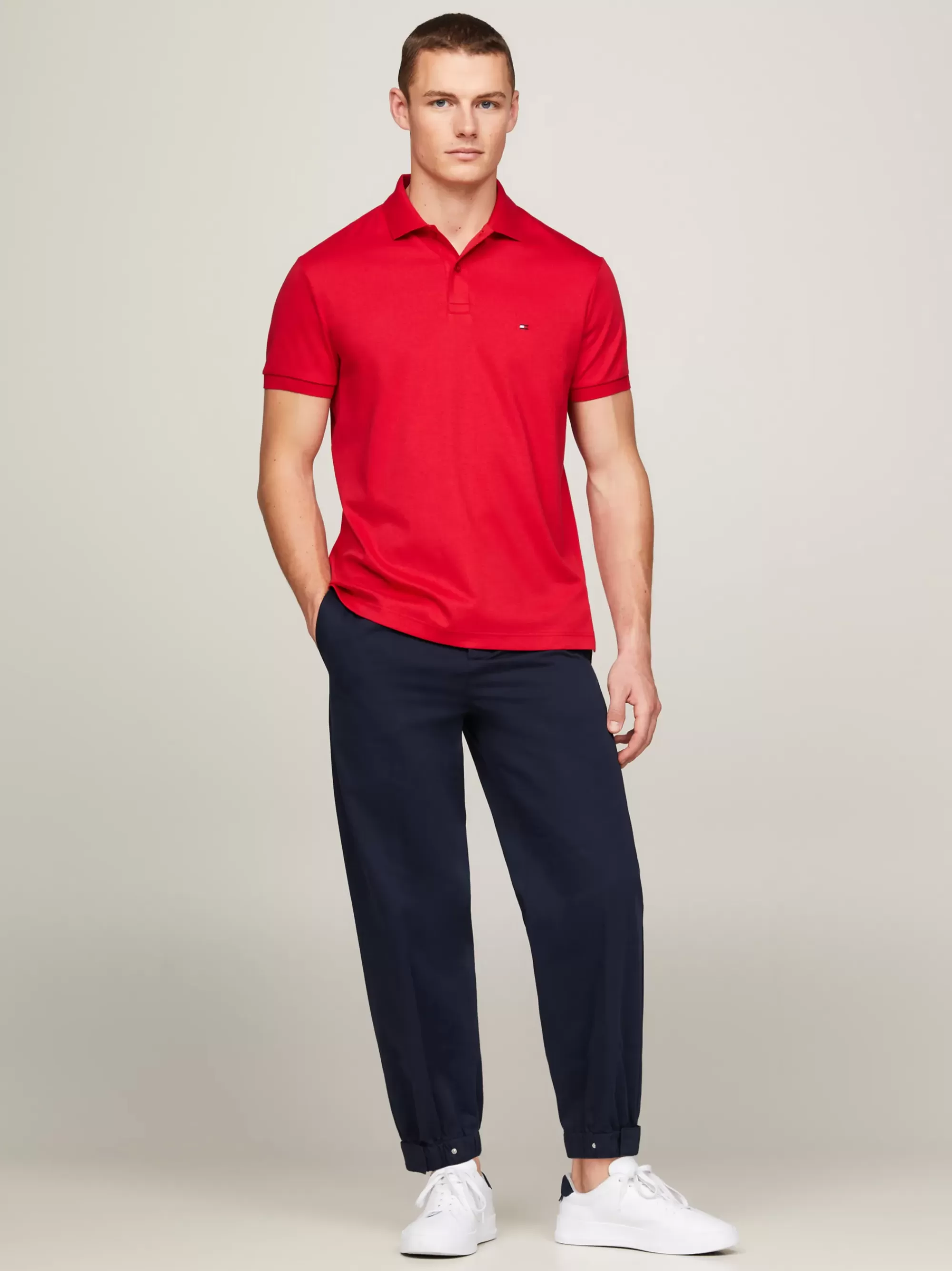 Polo's*Tommy Hilfiger Regular Fit Polo Met Geborduurde Vlag PRIMARY RED