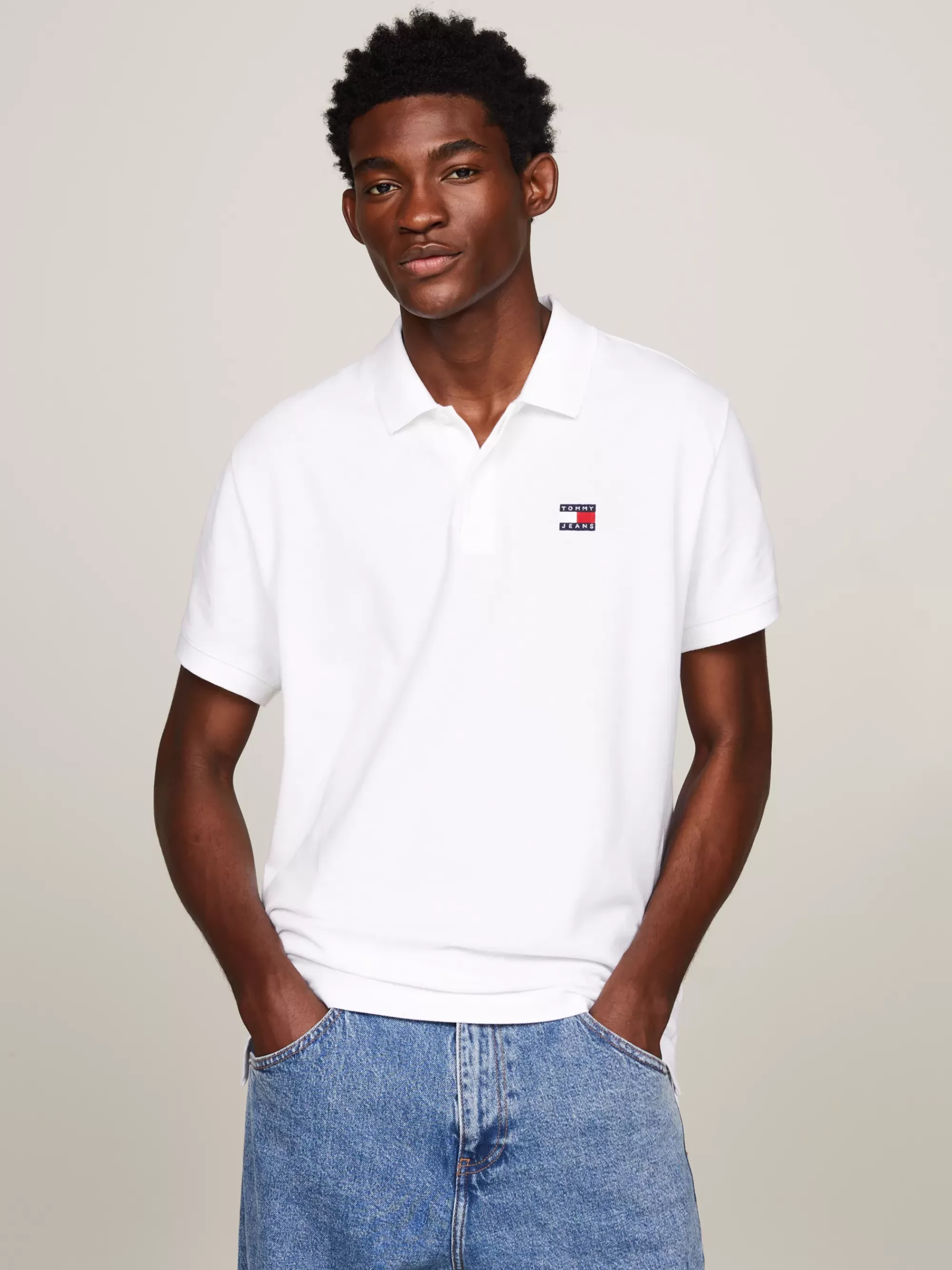 Polo's*Tommy Hilfiger Regular Fit Poloshirt Met Badge WHITE