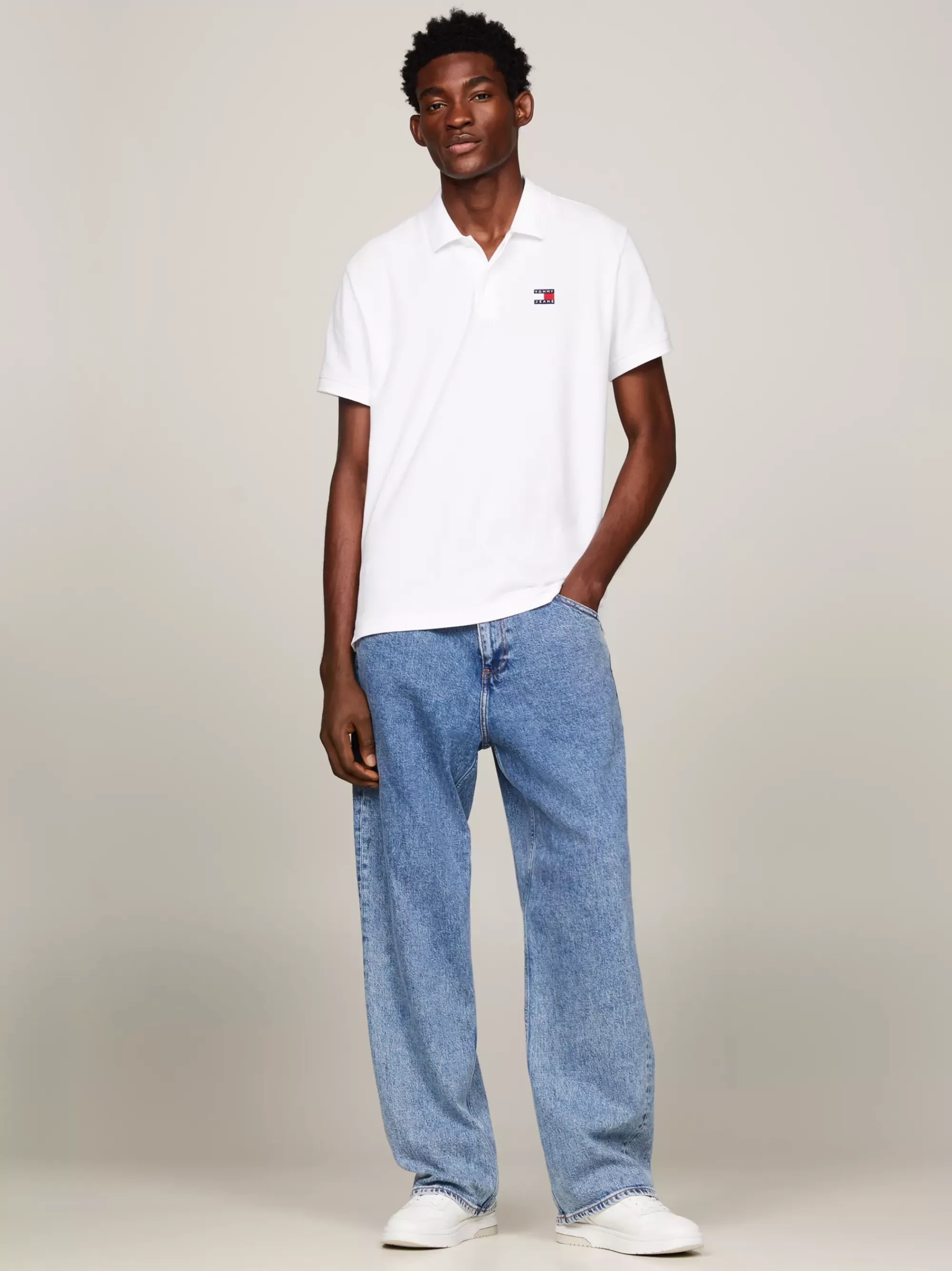 Polo's*Tommy Hilfiger Regular Fit Poloshirt Met Badge WHITE