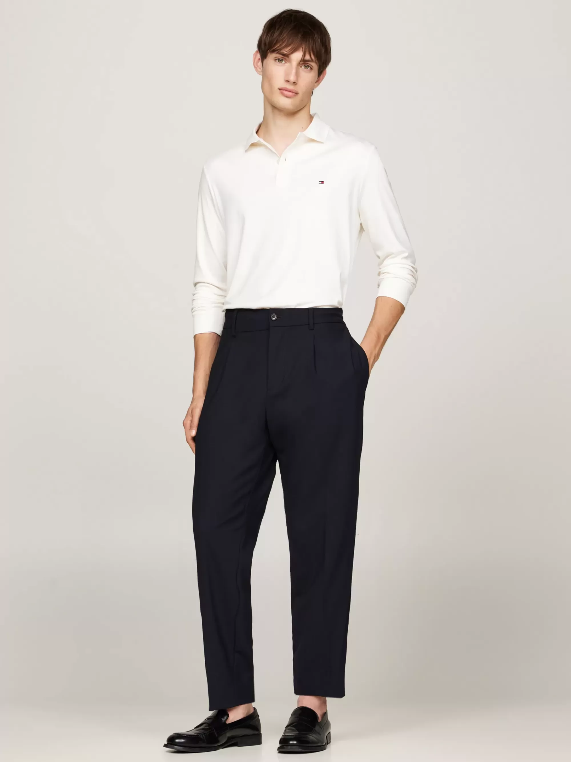 Polo's*Tommy Hilfiger Regular Fit Poloshirt Met Lange Mouwen IVORY PETAL