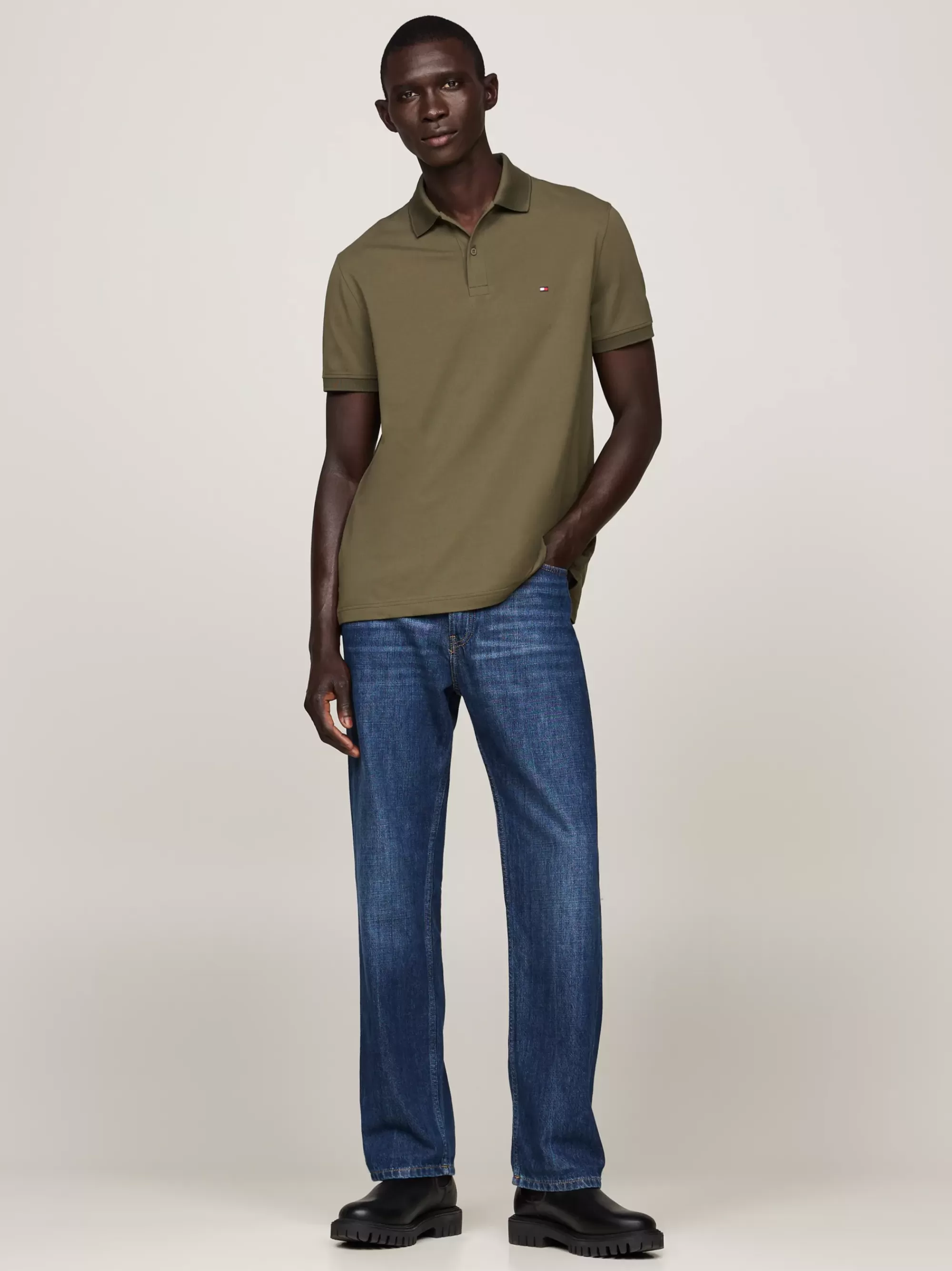 Polo's*Tommy Hilfiger Regular Fit Vochtafvoerende Piqué Polo ARMY GREEN