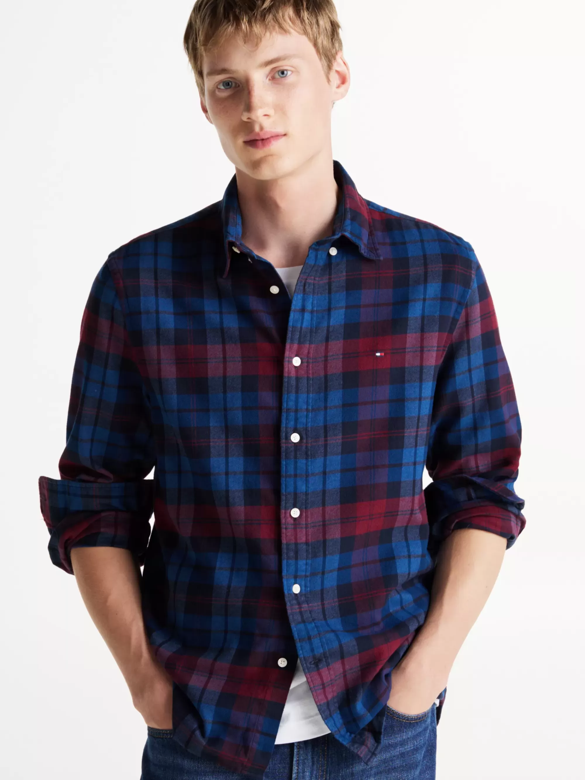 Overhemden*Tommy Hilfiger Regular Overhemd Met Black Watch-tartanruit DEEP INDIGO/ DEEP ROUGE/ MULTI