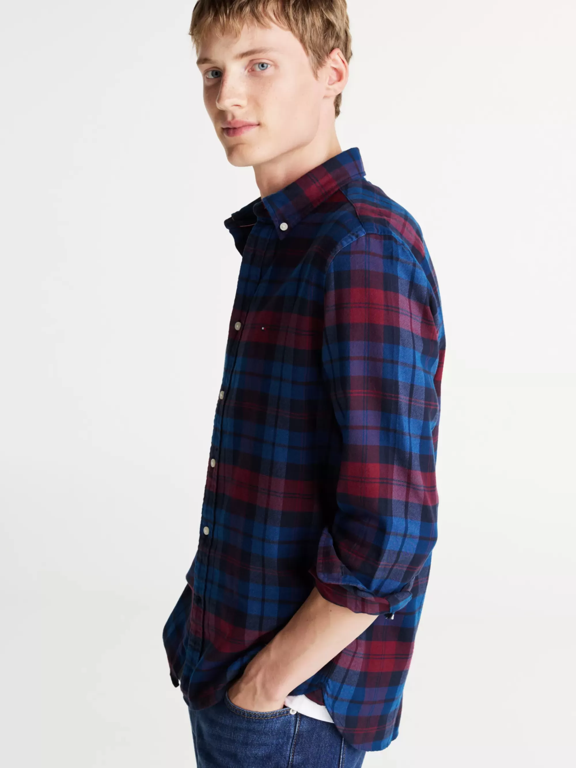Overhemden*Tommy Hilfiger Regular Overhemd Met Black Watch-tartanruit DEEP INDIGO/ DEEP ROUGE/ MULTI