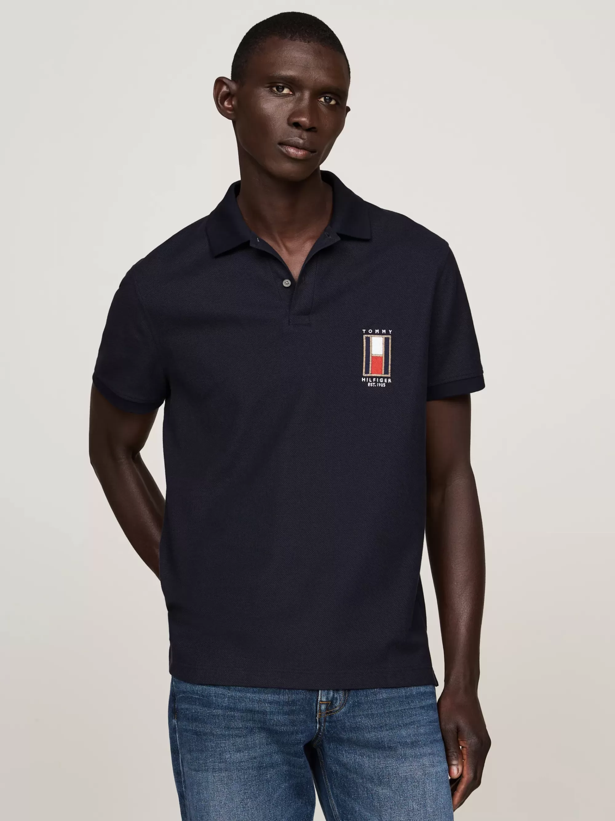 Polo's*Tommy Hilfiger Regular Polo Met Geborduurde Vlag DESERT SKY