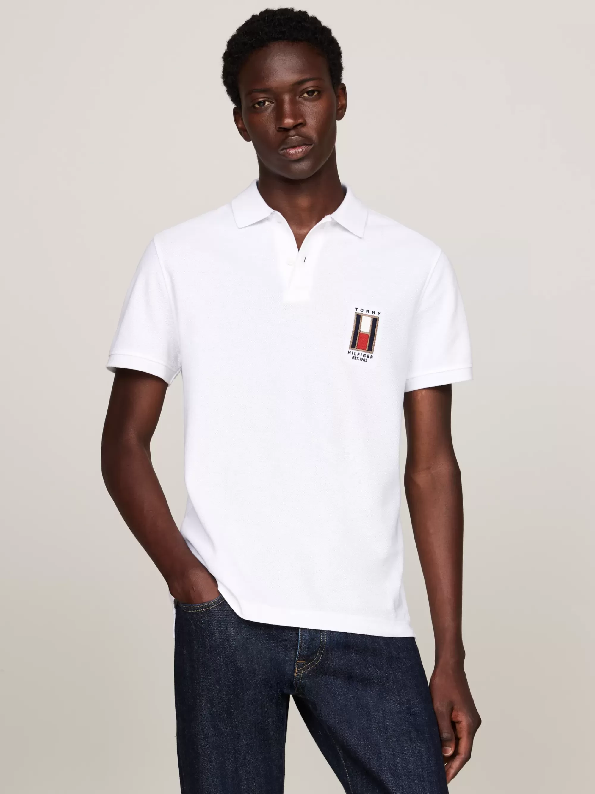 Polo's*Tommy Hilfiger Regular Polo Met Geborduurde Vlag WHITE