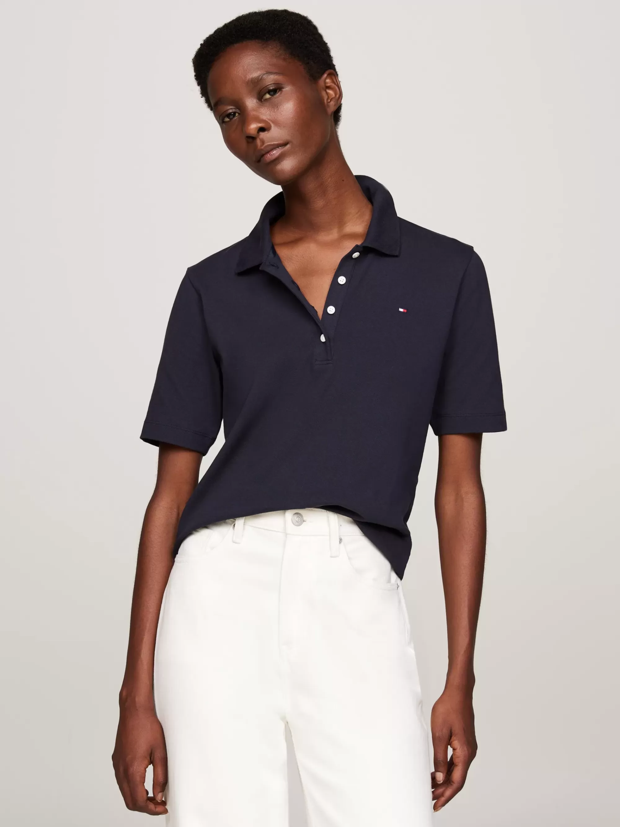 Polo's*Tommy Hilfiger Regular Polo Met Geborduurde Vlag DESERT SKY