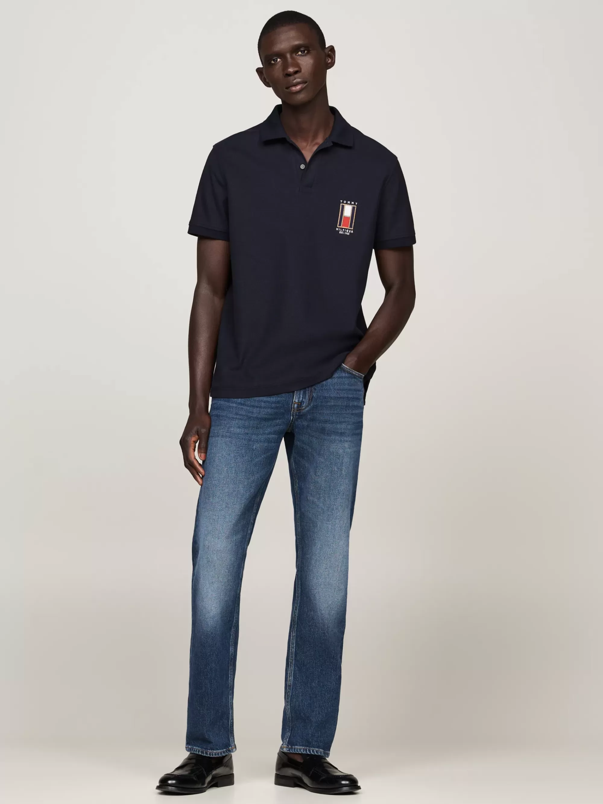 Polo's*Tommy Hilfiger Regular Polo Met Geborduurde Vlag DESERT SKY