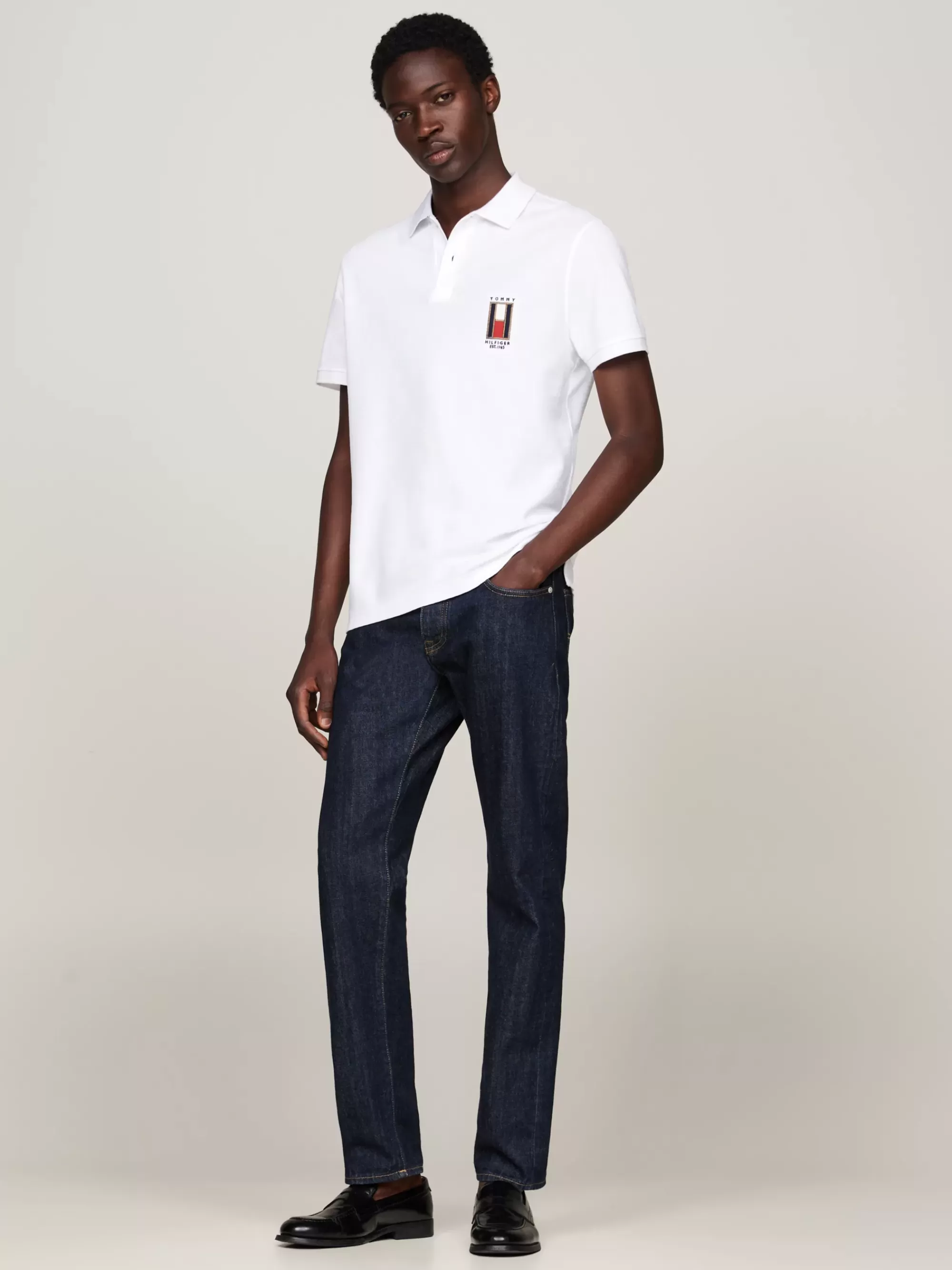 Polo's*Tommy Hilfiger Regular Polo Met Geborduurde Vlag WHITE
