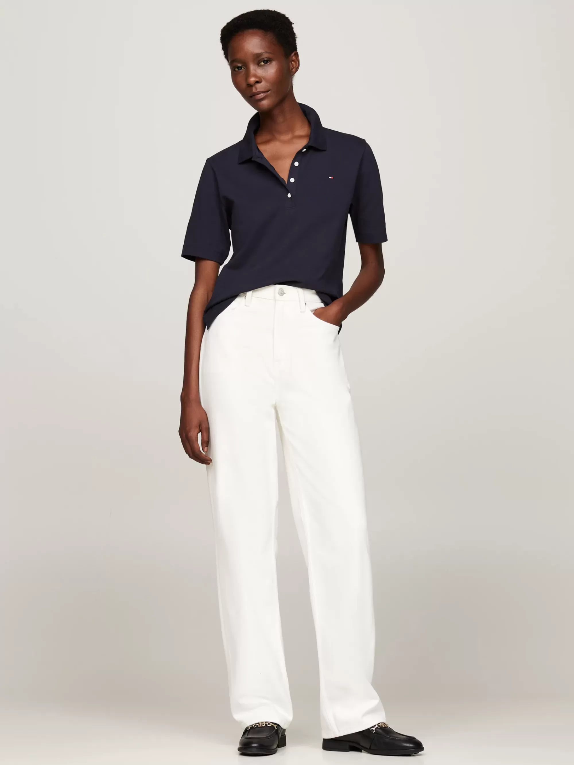 Polo's*Tommy Hilfiger Regular Polo Met Geborduurde Vlag DESERT SKY