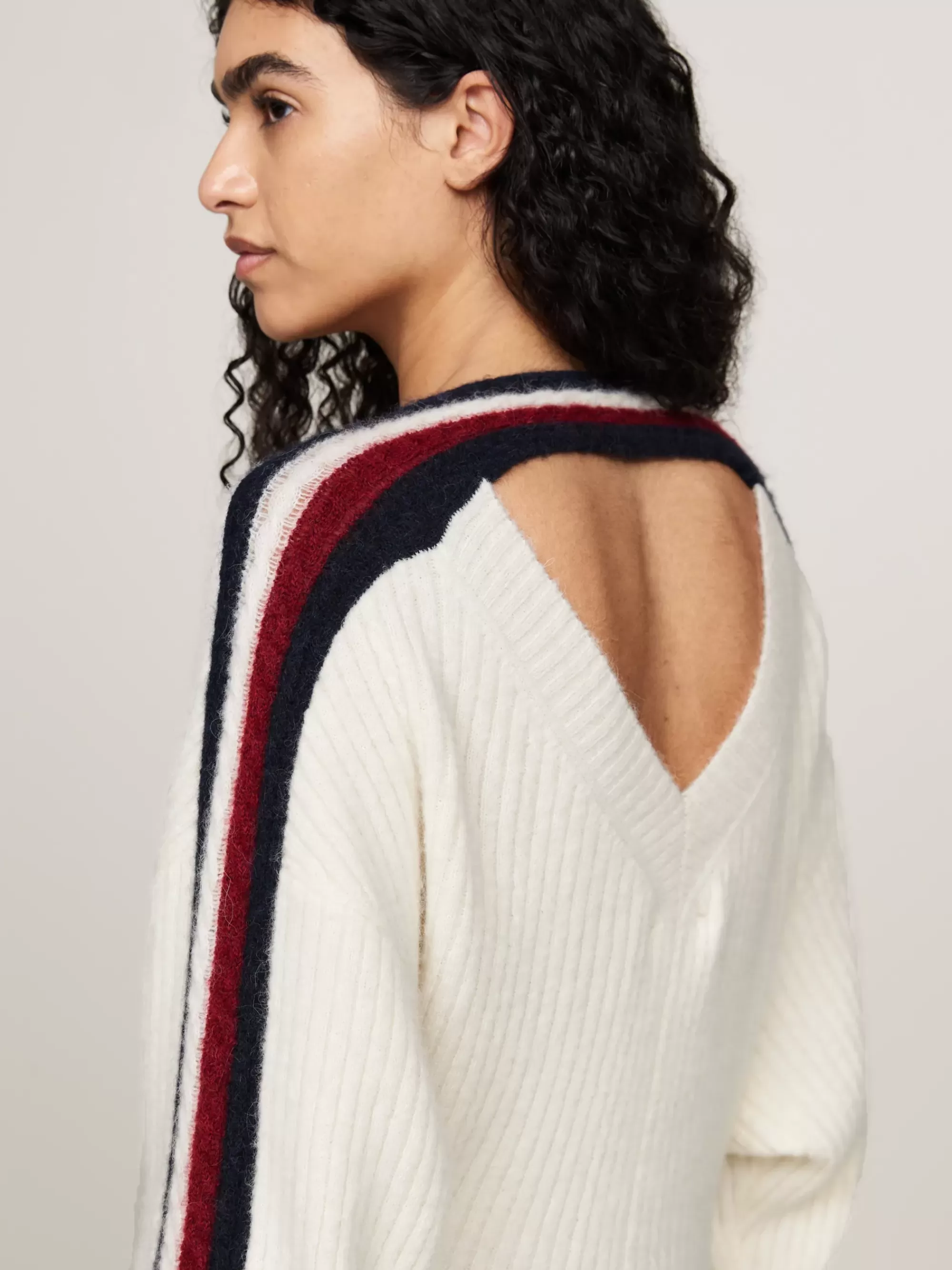 Jurken*Tommy Hilfiger Relaxed Alpacamix Sweaterjurk Met Embleem IVORY