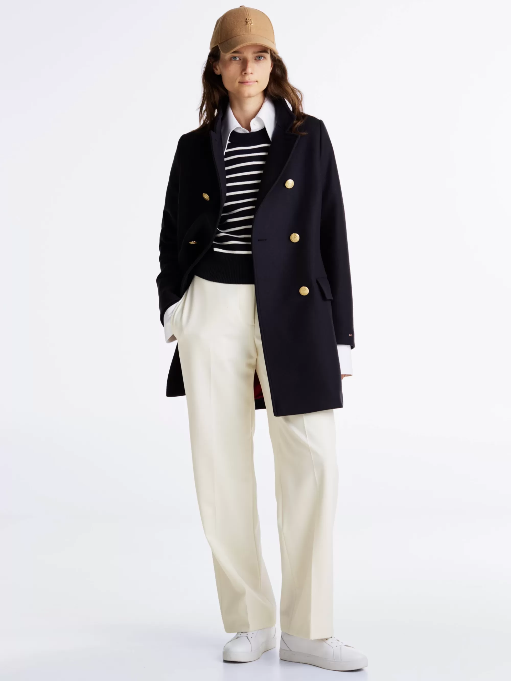 Broeken*Tommy Hilfiger Relaxed Broek Met Rechte Broekspijpen Van Wol WHITE