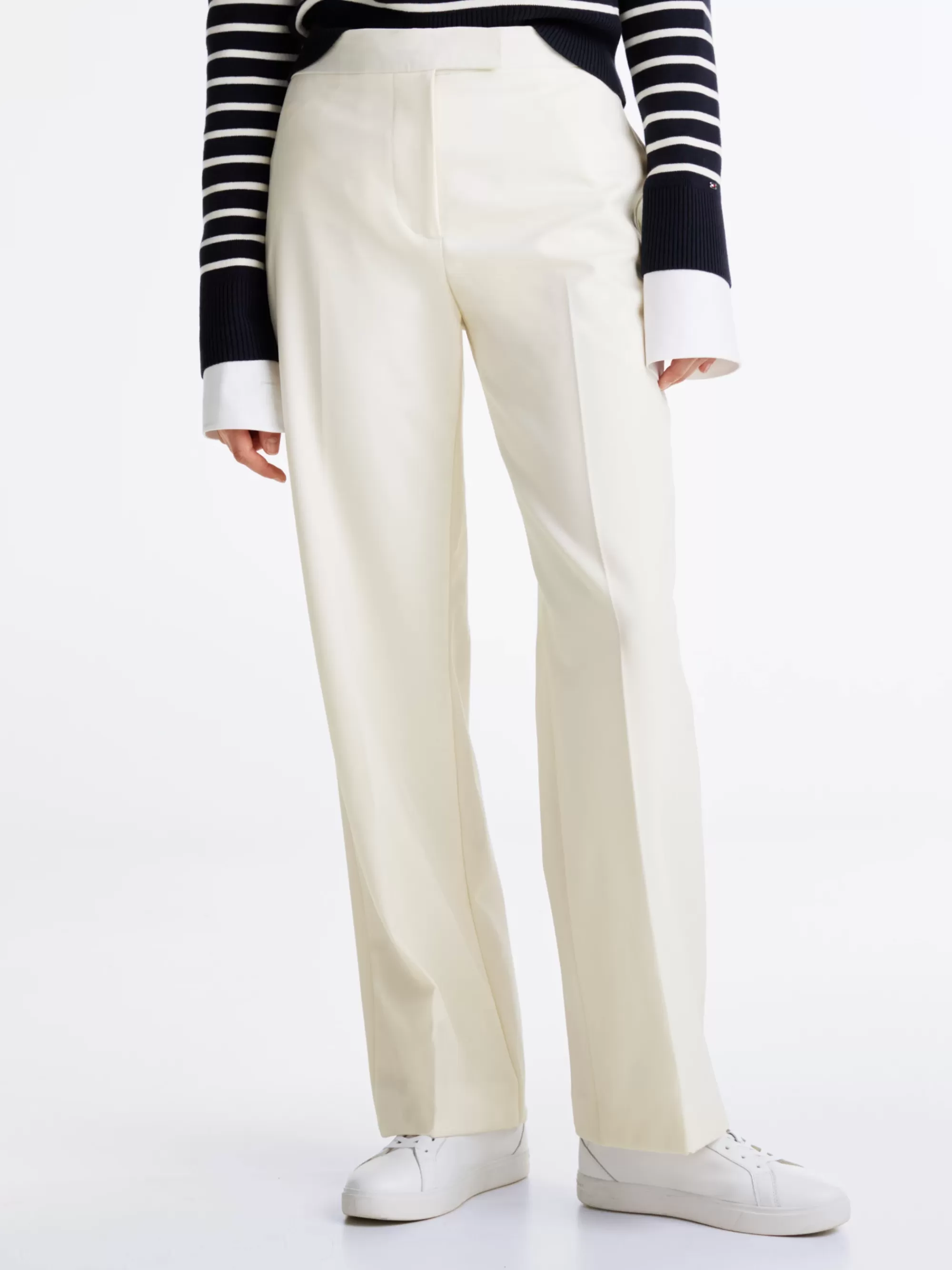 Broeken*Tommy Hilfiger Relaxed Broek Met Rechte Broekspijpen Van Wol WHITE