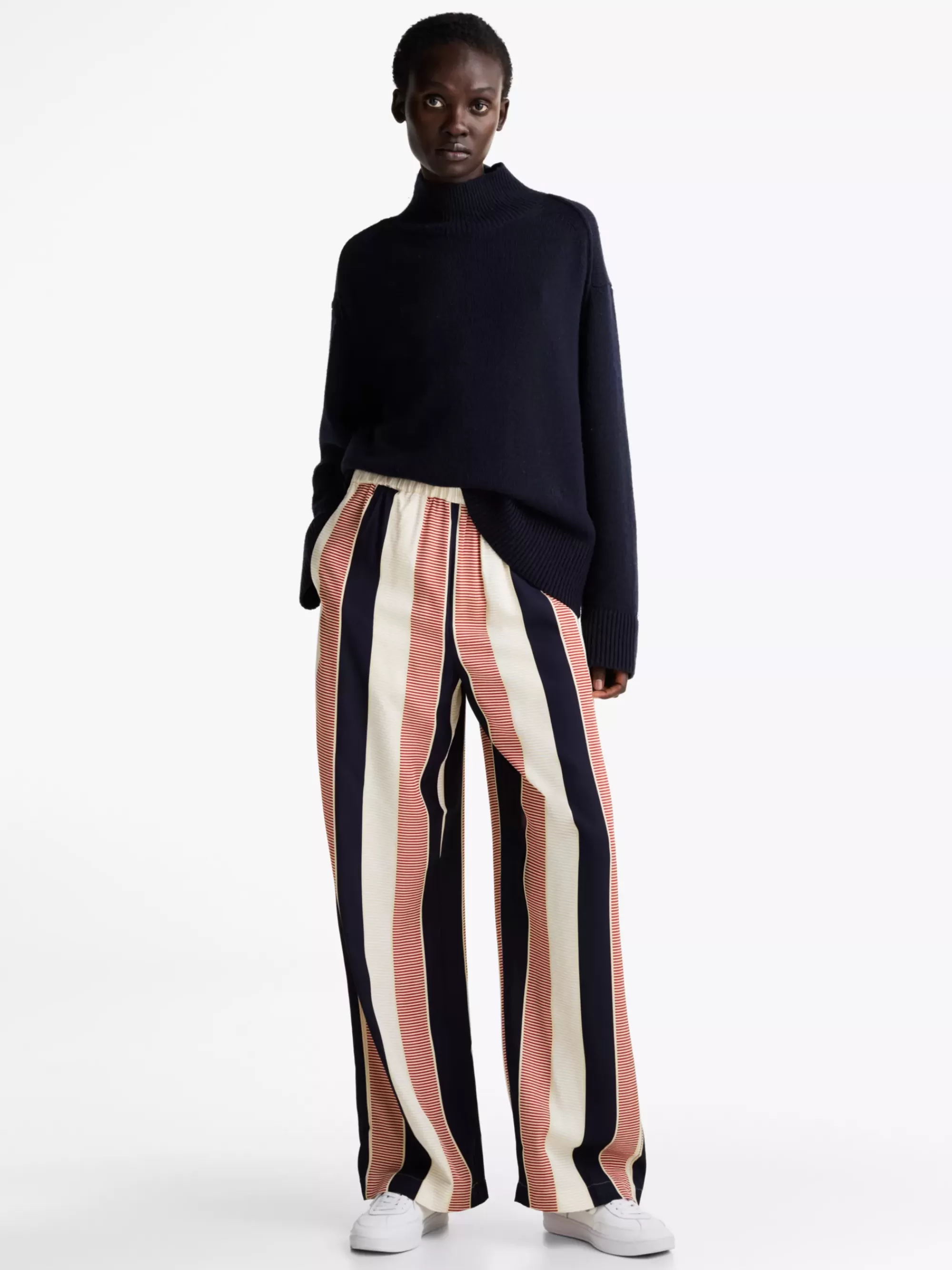 Broeken*Tommy Hilfiger Relaxed Broek Met Signature-streep LADDER GLOBAL STP/ COUNTRY IVORY