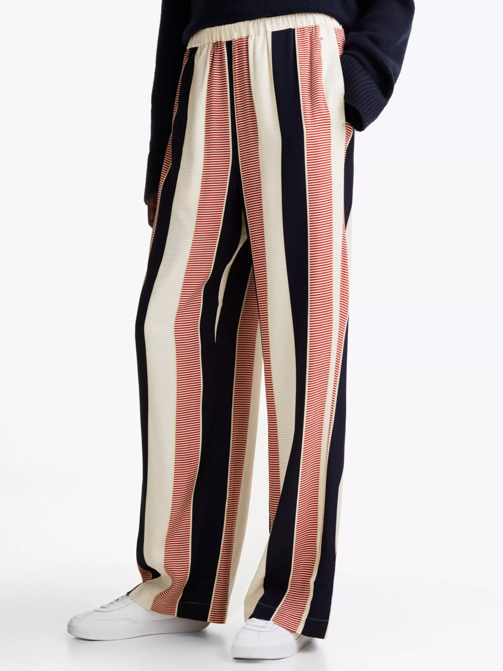 Broeken*Tommy Hilfiger Relaxed Broek Met Signature-streep LADDER GLOBAL STP/ COUNTRY IVORY