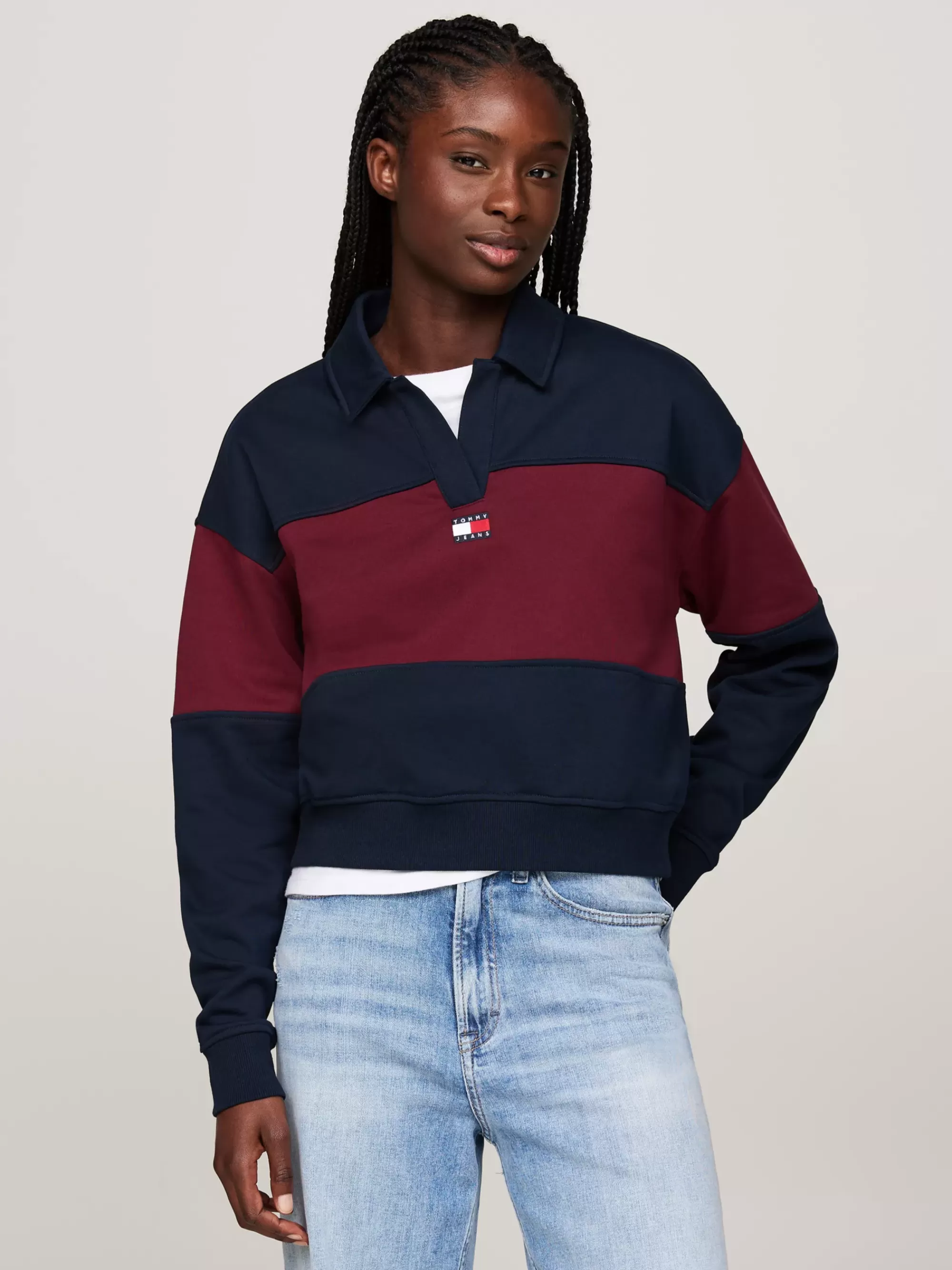 Sweatshirts & Hoodies*Tommy Hilfiger Relaxed Colour-blocked Sweatshirt Met Kraag DARK NIGHT NAVY / DEEP ROUGE