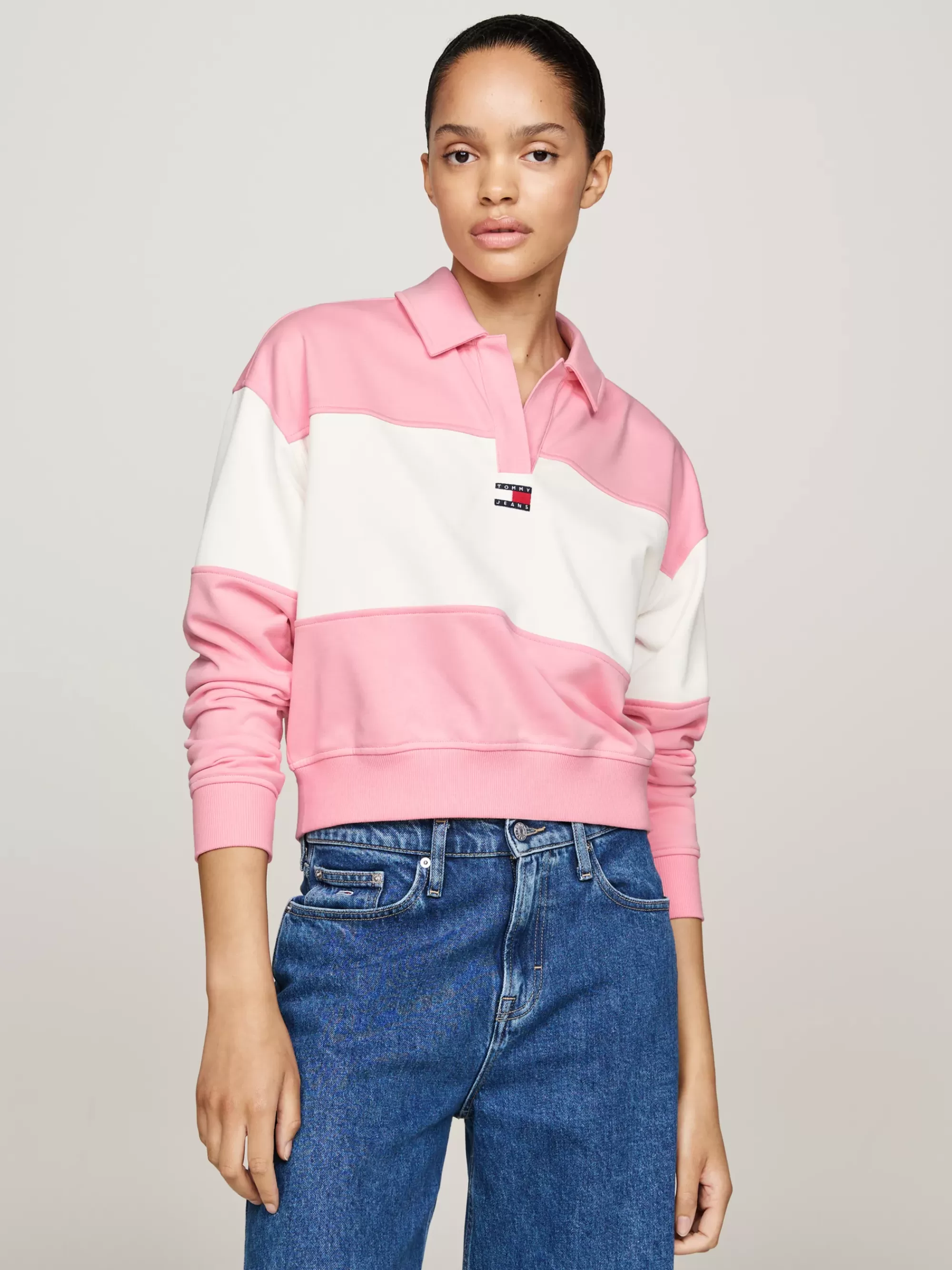 Sweatshirts & Hoodies*Tommy Hilfiger Relaxed Colour-blocked Sweatshirt Met Kraag BALLET PINK / MULTI