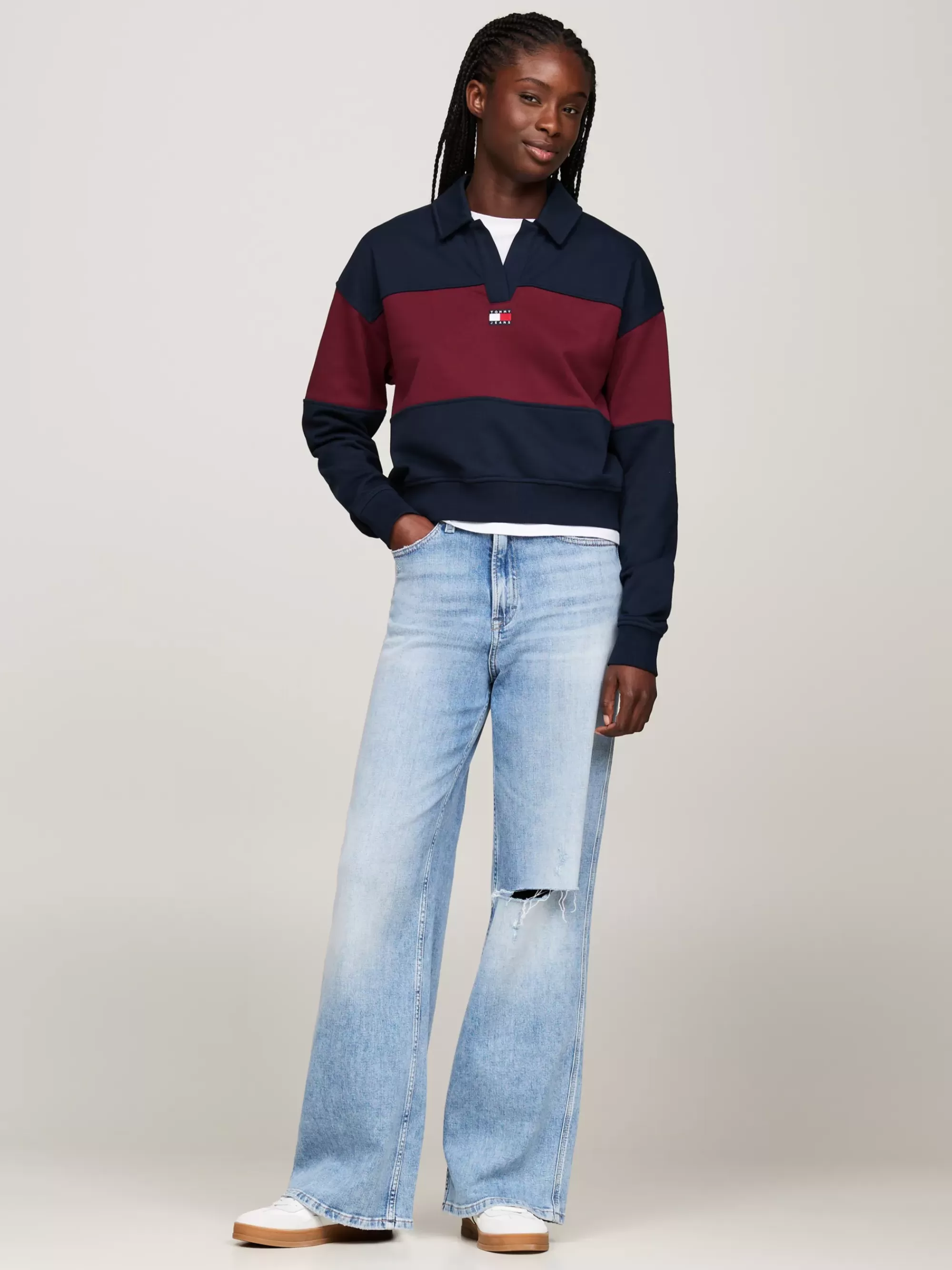 Sweatshirts & Hoodies*Tommy Hilfiger Relaxed Colour-blocked Sweatshirt Met Kraag DARK NIGHT NAVY / DEEP ROUGE