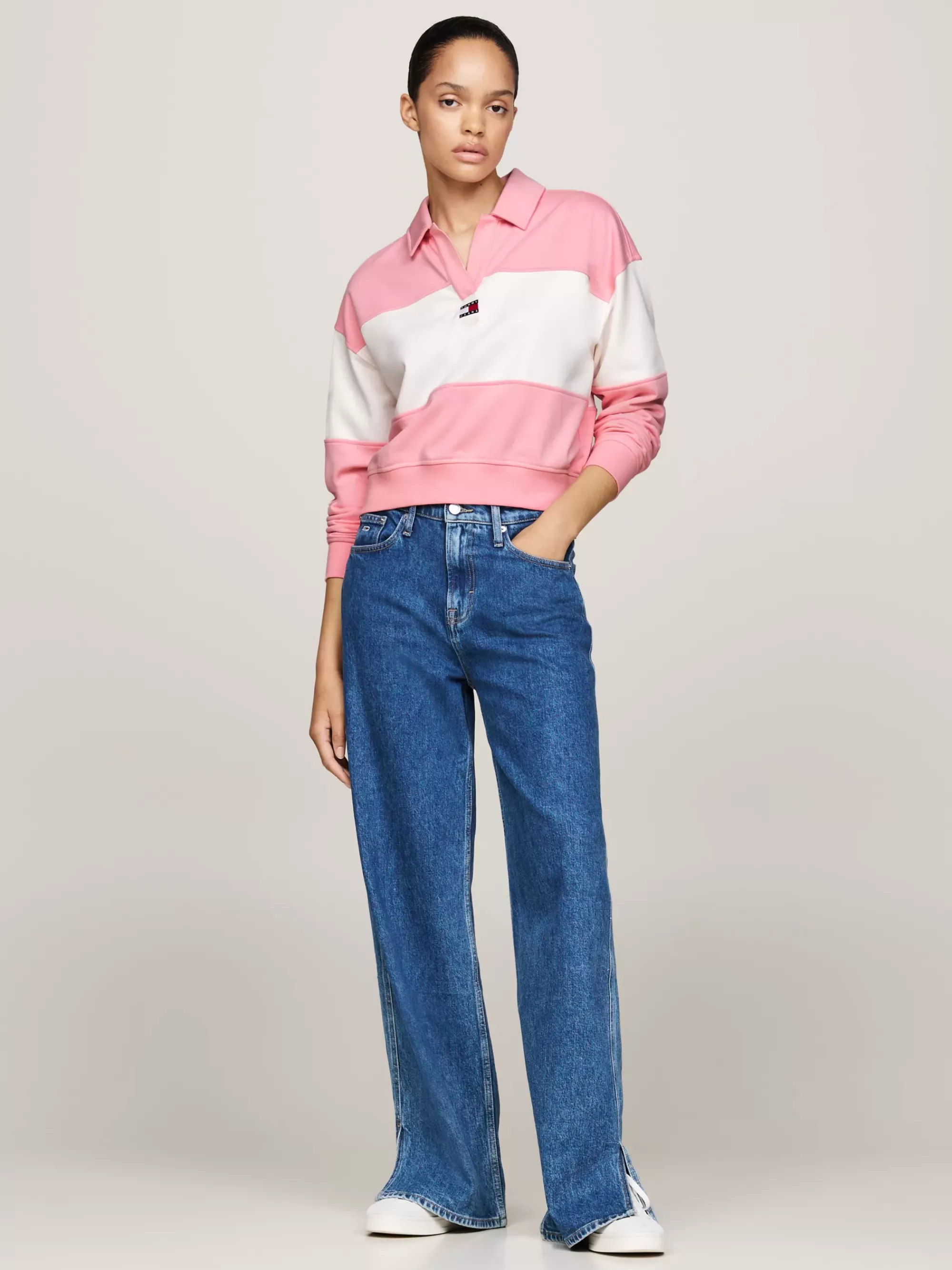 Sweatshirts & Hoodies*Tommy Hilfiger Relaxed Colour-blocked Sweatshirt Met Kraag BALLET PINK / MULTI
