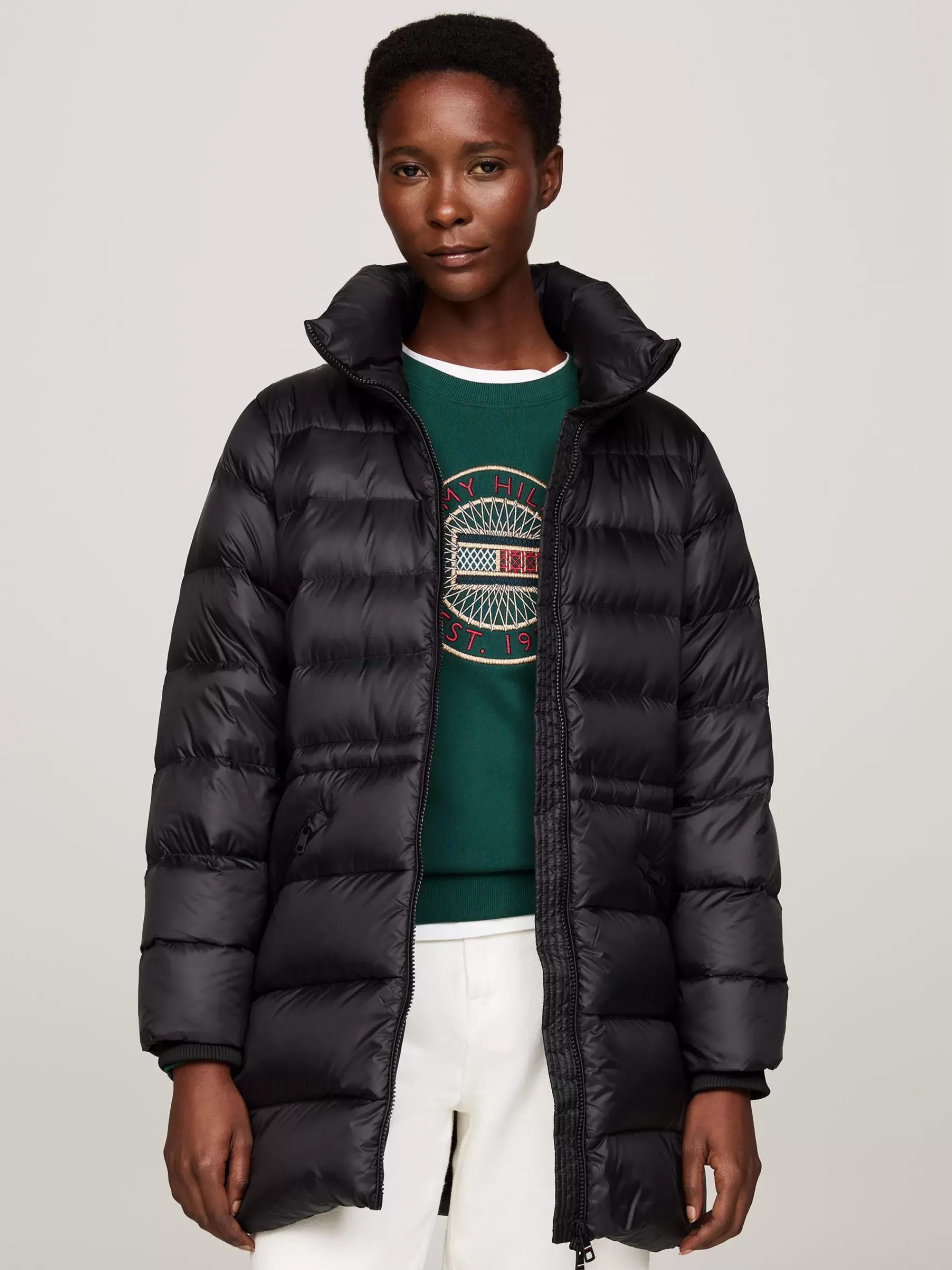 Jassen & Jacks*Tommy Hilfiger Relaxed Donsjas Met Tunnelkraag BLACK
