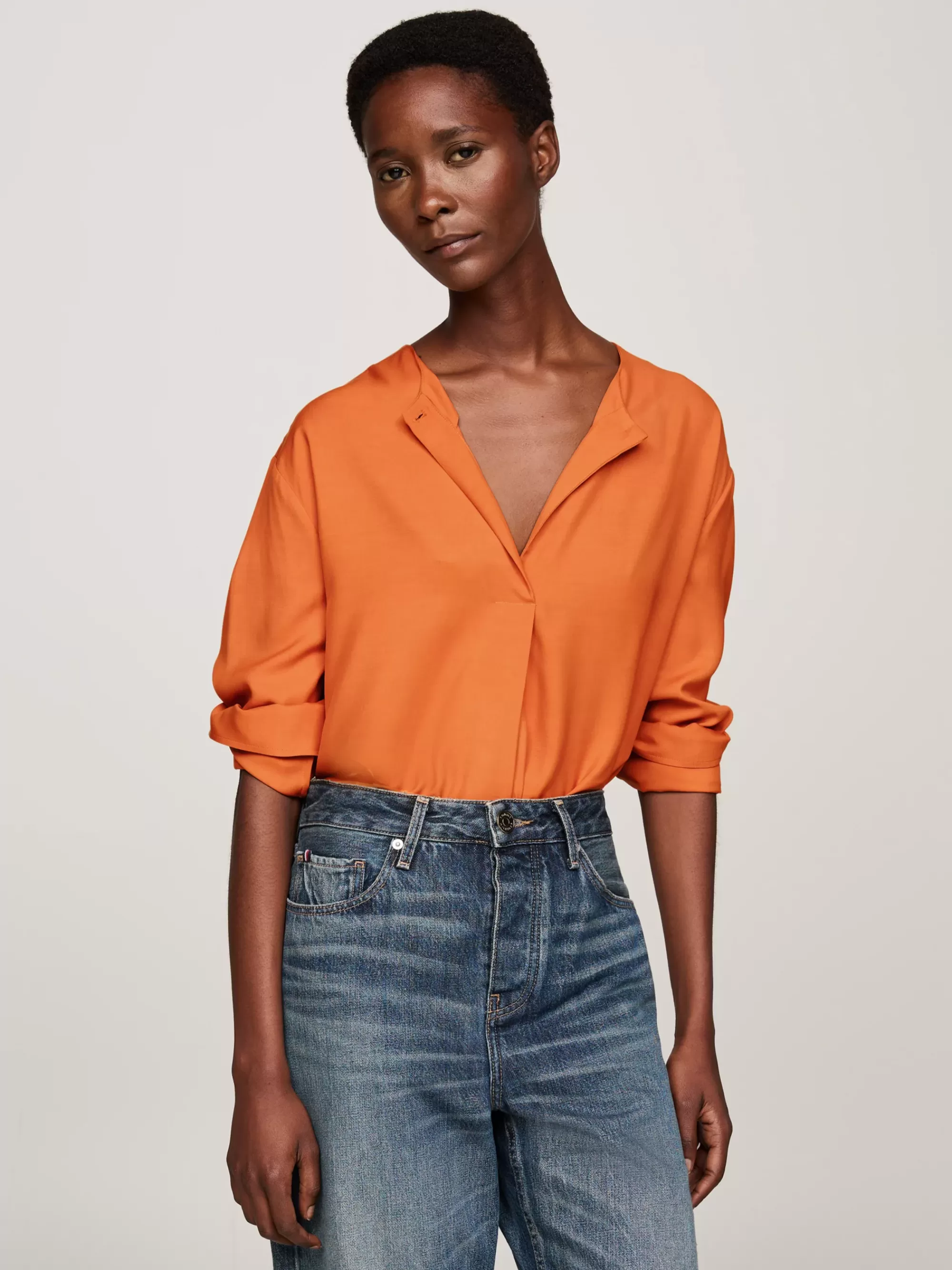 Blouses & Overhemden*Tommy Hilfiger Relaxed Fit Blouse Met Embleemknoop AUTUMN ORANGE