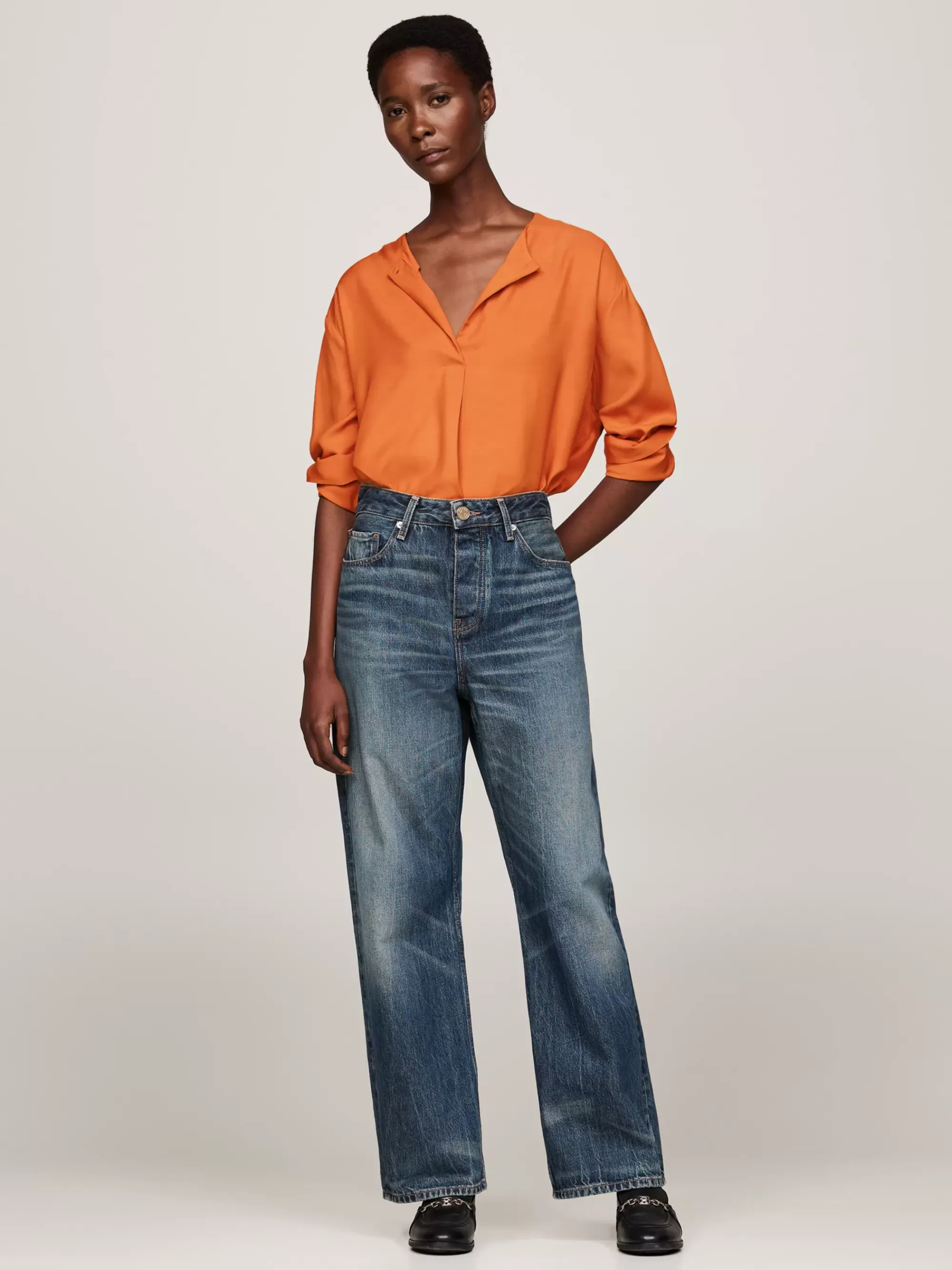 Blouses & Overhemden*Tommy Hilfiger Relaxed Fit Blouse Met Embleemknoop AUTUMN ORANGE