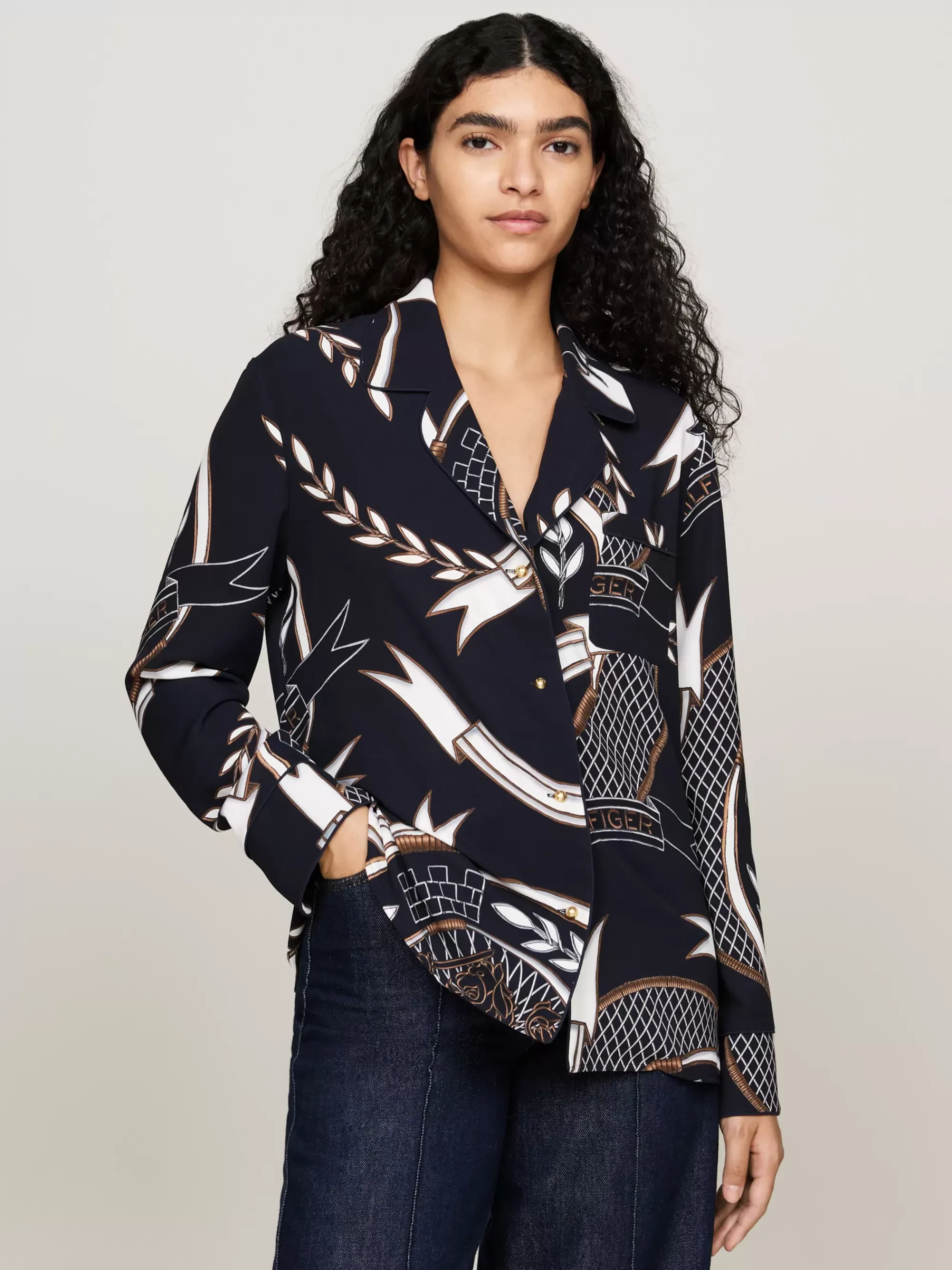 Loungewear*Tommy Hilfiger Relaxed Fit Blouse Met Embleemprint DESERT SKY
