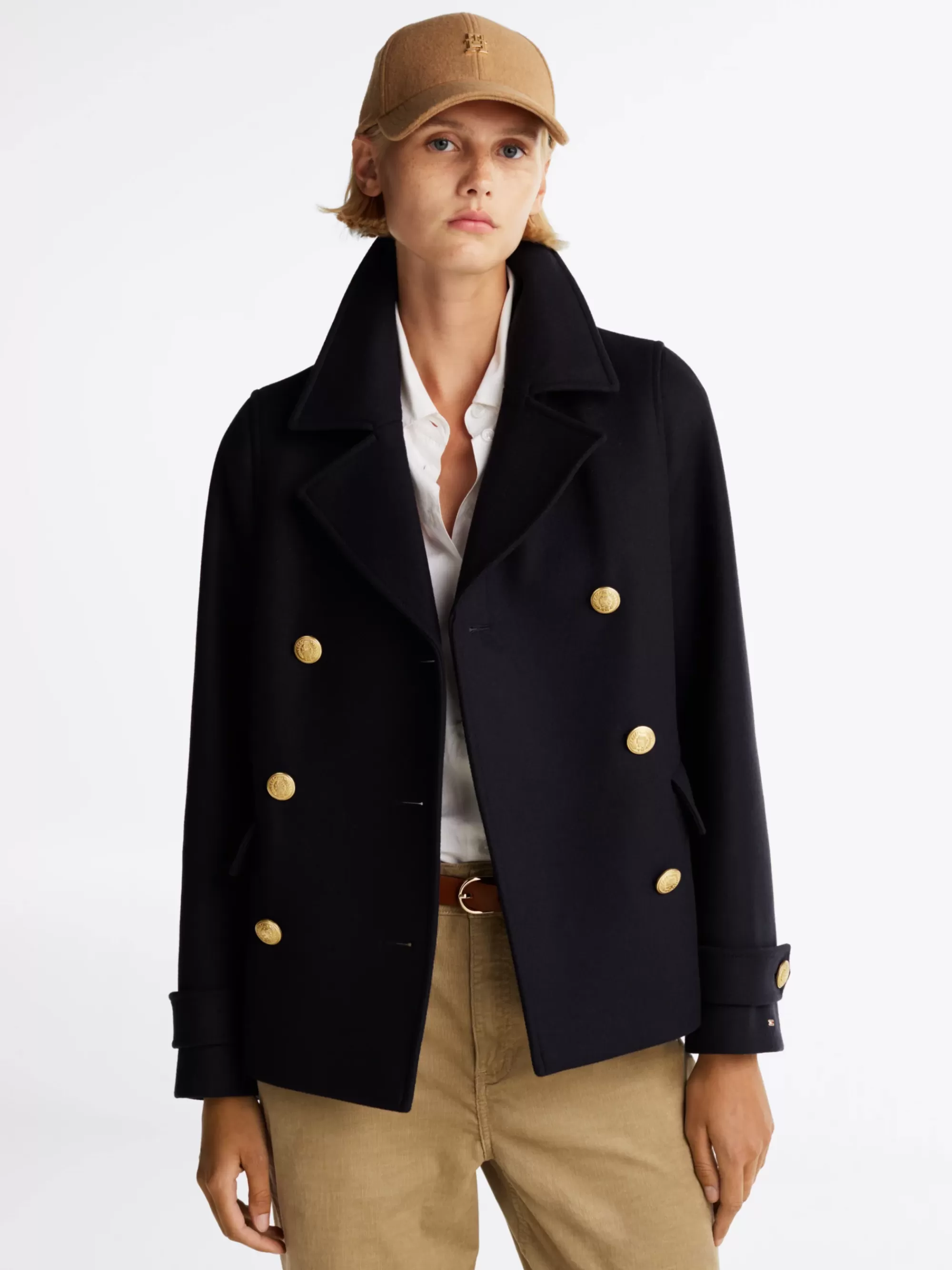 Jassen & Jacks | Wollen Jassen*Tommy Hilfiger Relaxed Fit Double-breasted Jas Met Kasjmier DESERT SKY
