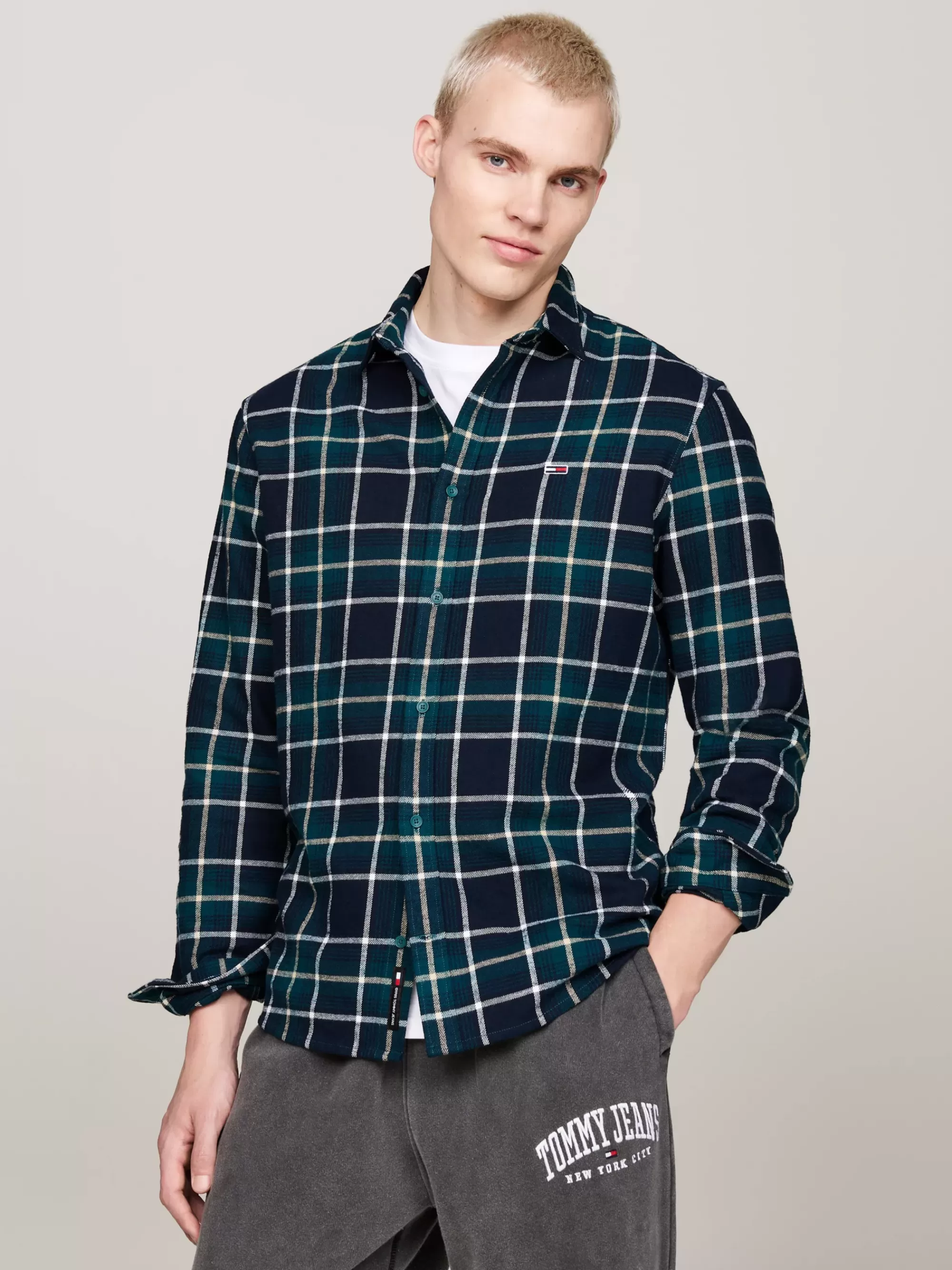 Overhemden*Tommy Hilfiger Relaxed Fit Geruit Overhemd Van Flanel DEEP SEAWATER CHECK