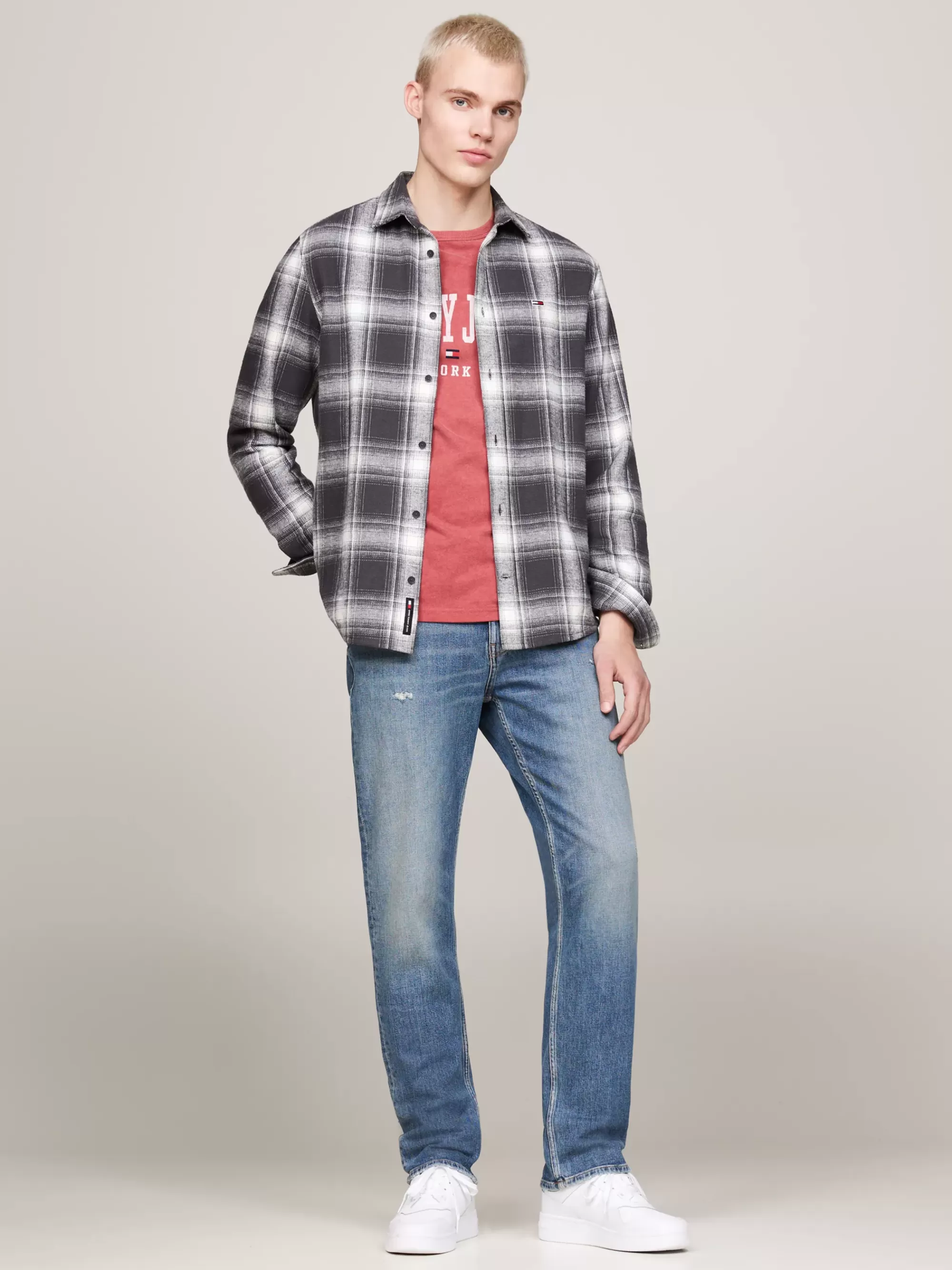 Overhemden*Tommy Hilfiger Relaxed Fit Geruit Overhemd Van Flanel NEW CHARCOAL CHECK