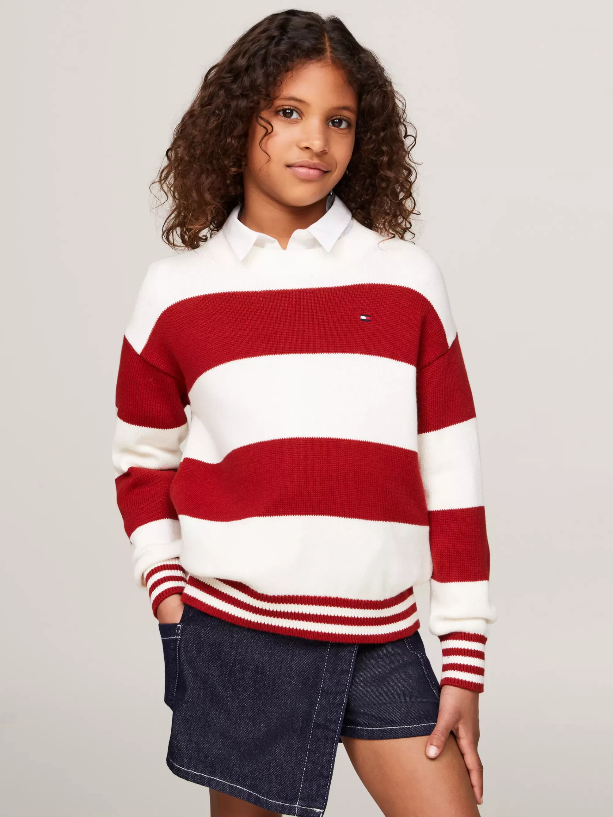 Truien & Vesten*Tommy Hilfiger Relaxed Fit Gestreepte Trui DARK MAGMA / ANCIENT WHITE STRIPE