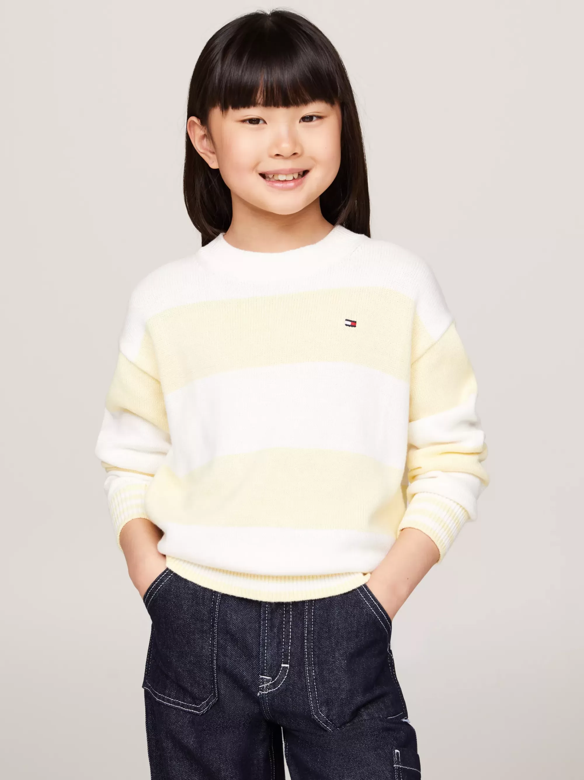 Truien & Vesten*Tommy Hilfiger Relaxed Fit Gestreepte Trui LEMON ZEST / ANCIENT WHITE STRIPE