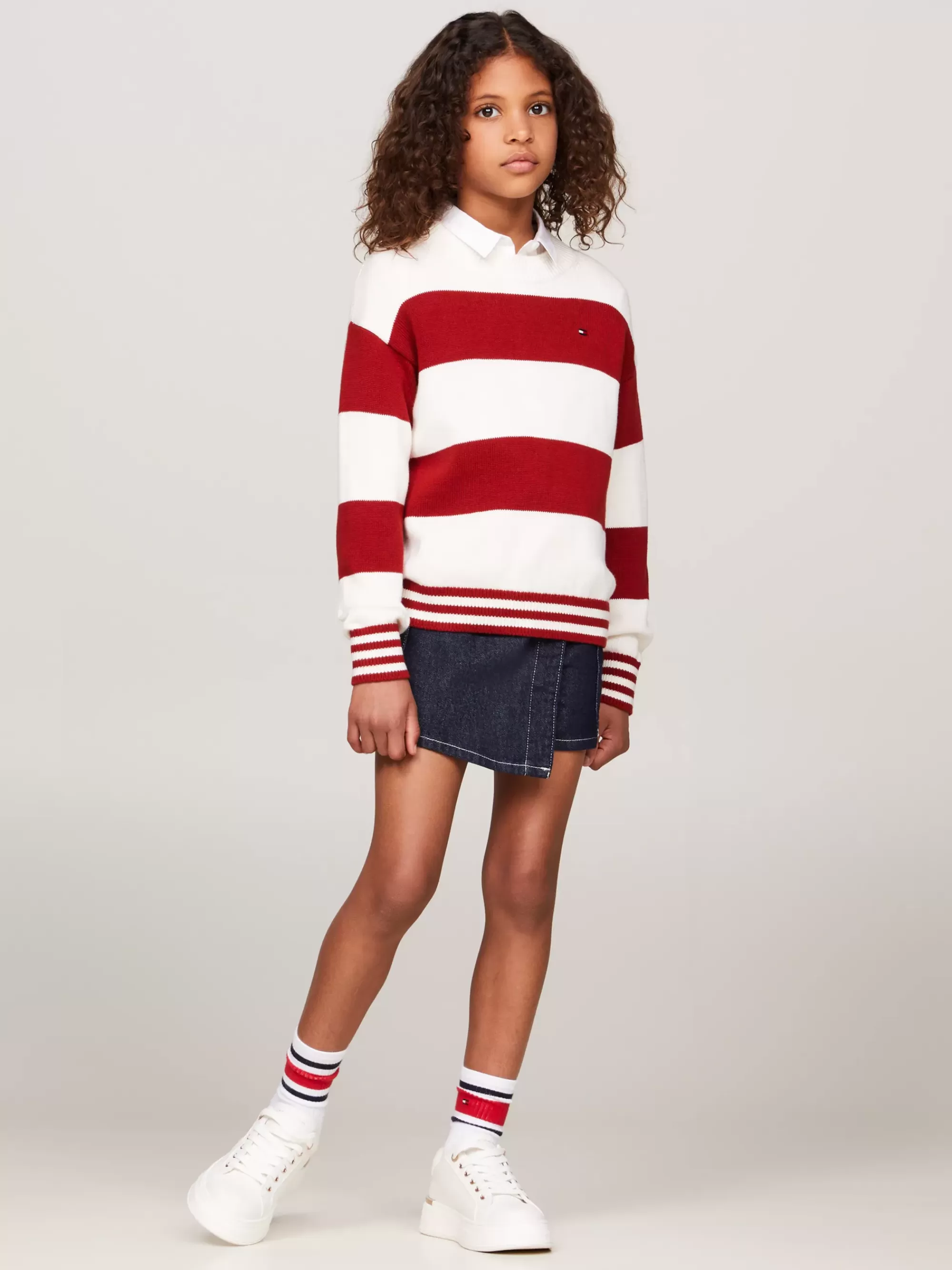 Truien & Vesten*Tommy Hilfiger Relaxed Fit Gestreepte Trui DARK MAGMA / ANCIENT WHITE STRIPE