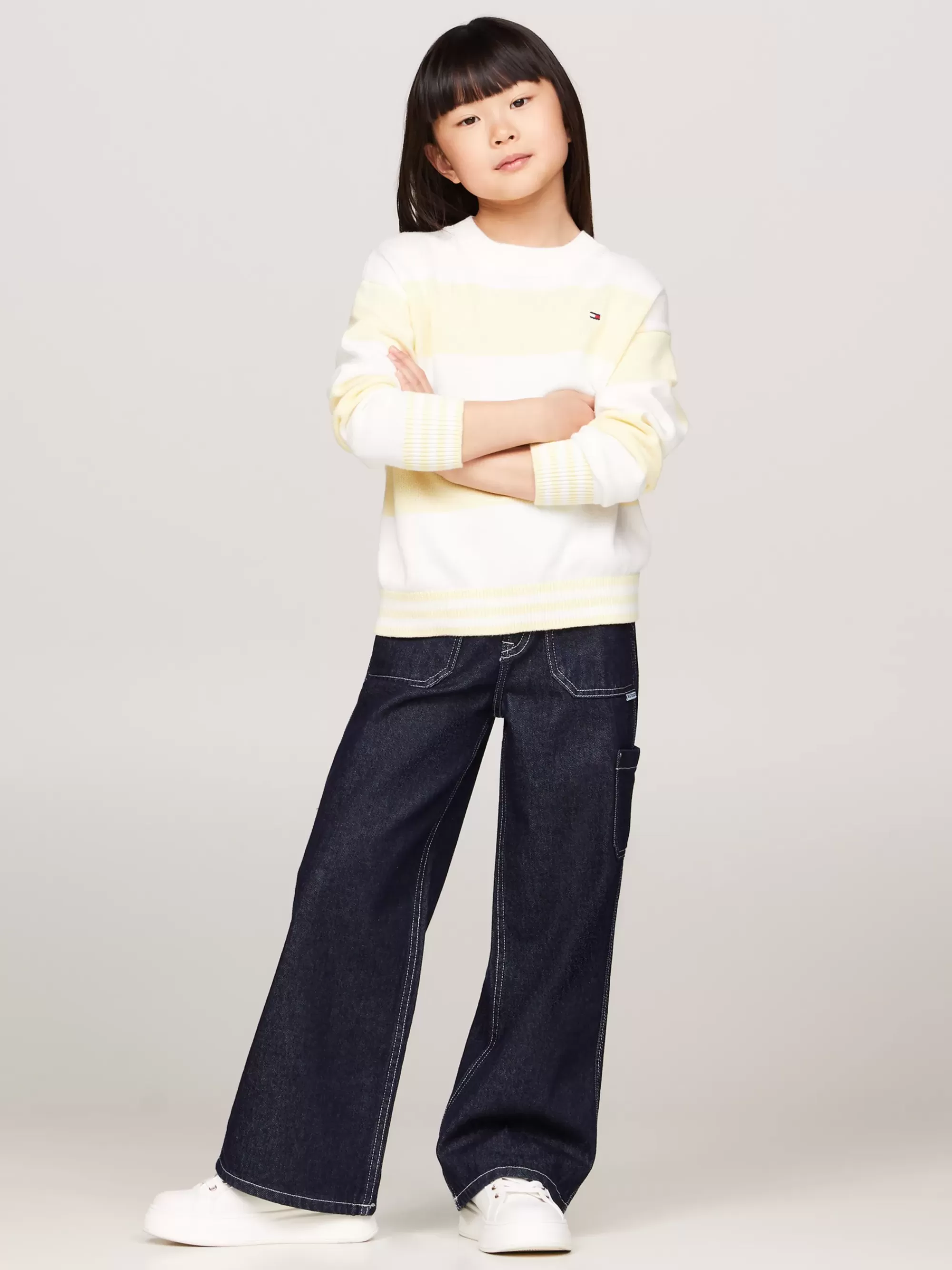 Truien & Vesten*Tommy Hilfiger Relaxed Fit Gestreepte Trui LEMON ZEST / ANCIENT WHITE STRIPE