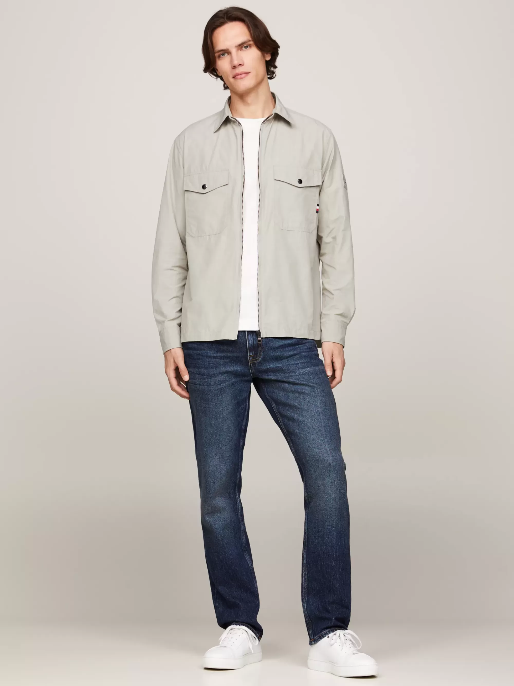 Jassen & Jacks*Tommy Hilfiger Relaxed Fit Getextureerd Overshirt Met Rits STONE