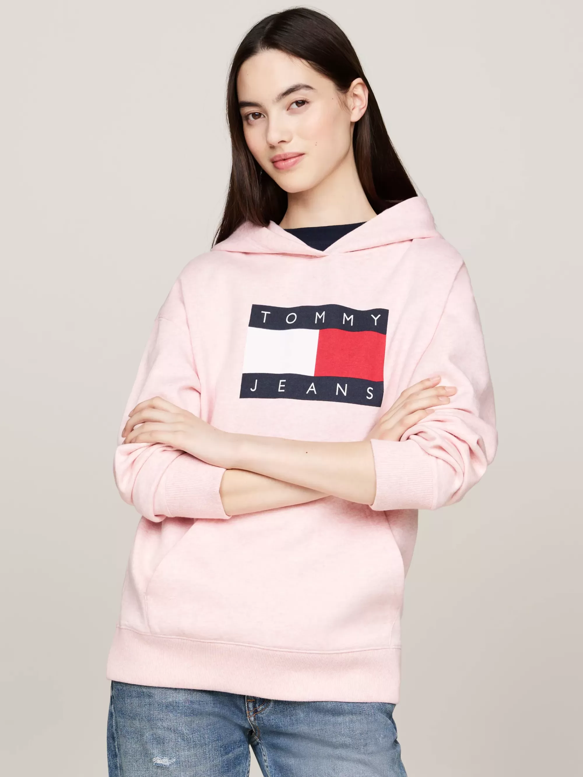 Sweatshirts & Hoodies*Tommy Hilfiger Relaxed Fit Hoodie Van Gemêleerd Katoen BALLET PINK MELANGE