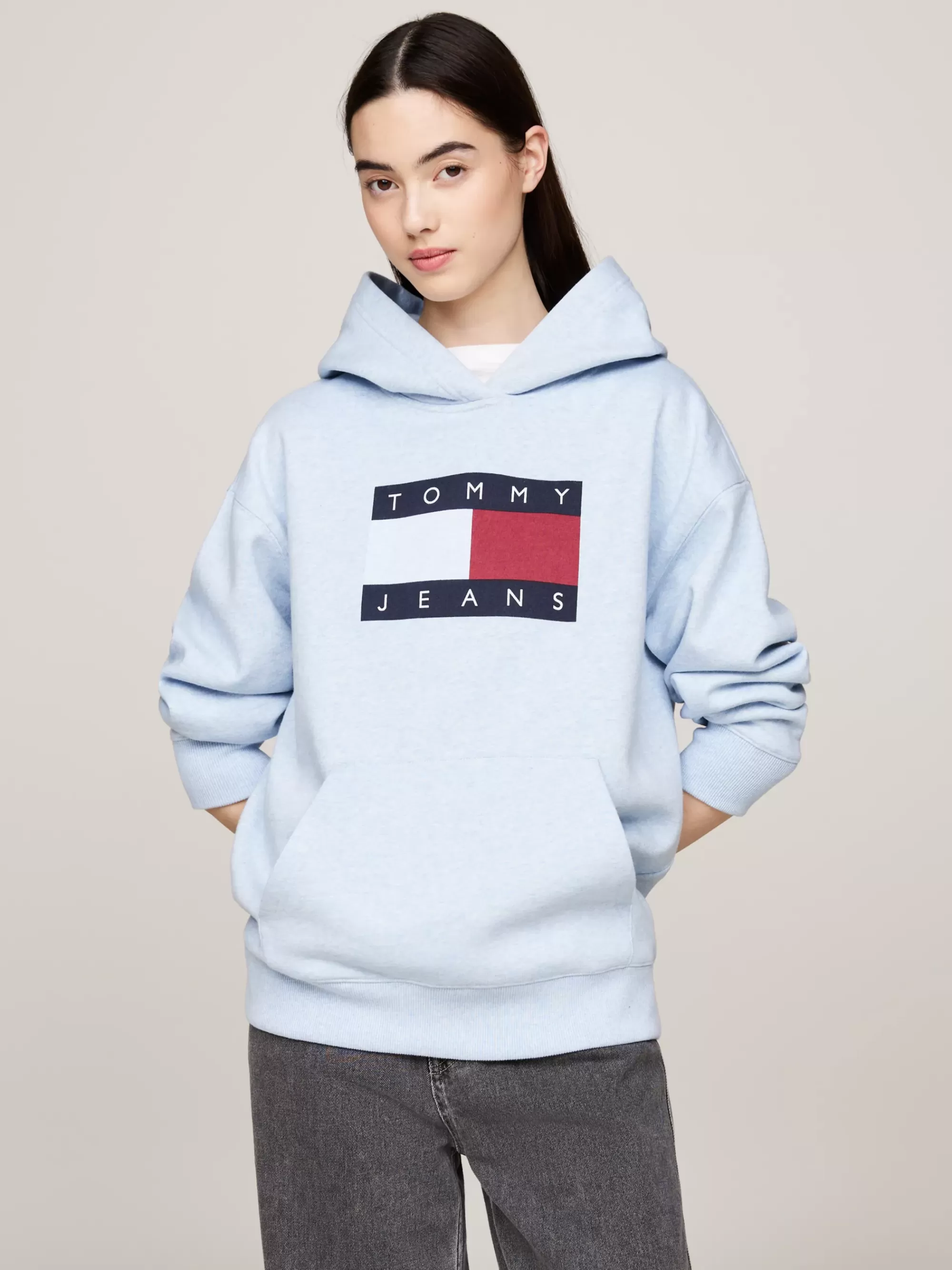 Sweatshirts & Hoodies*Tommy Hilfiger Relaxed Fit Hoodie Van Gemêleerd Katoen VESSEL BLUE MELANGE