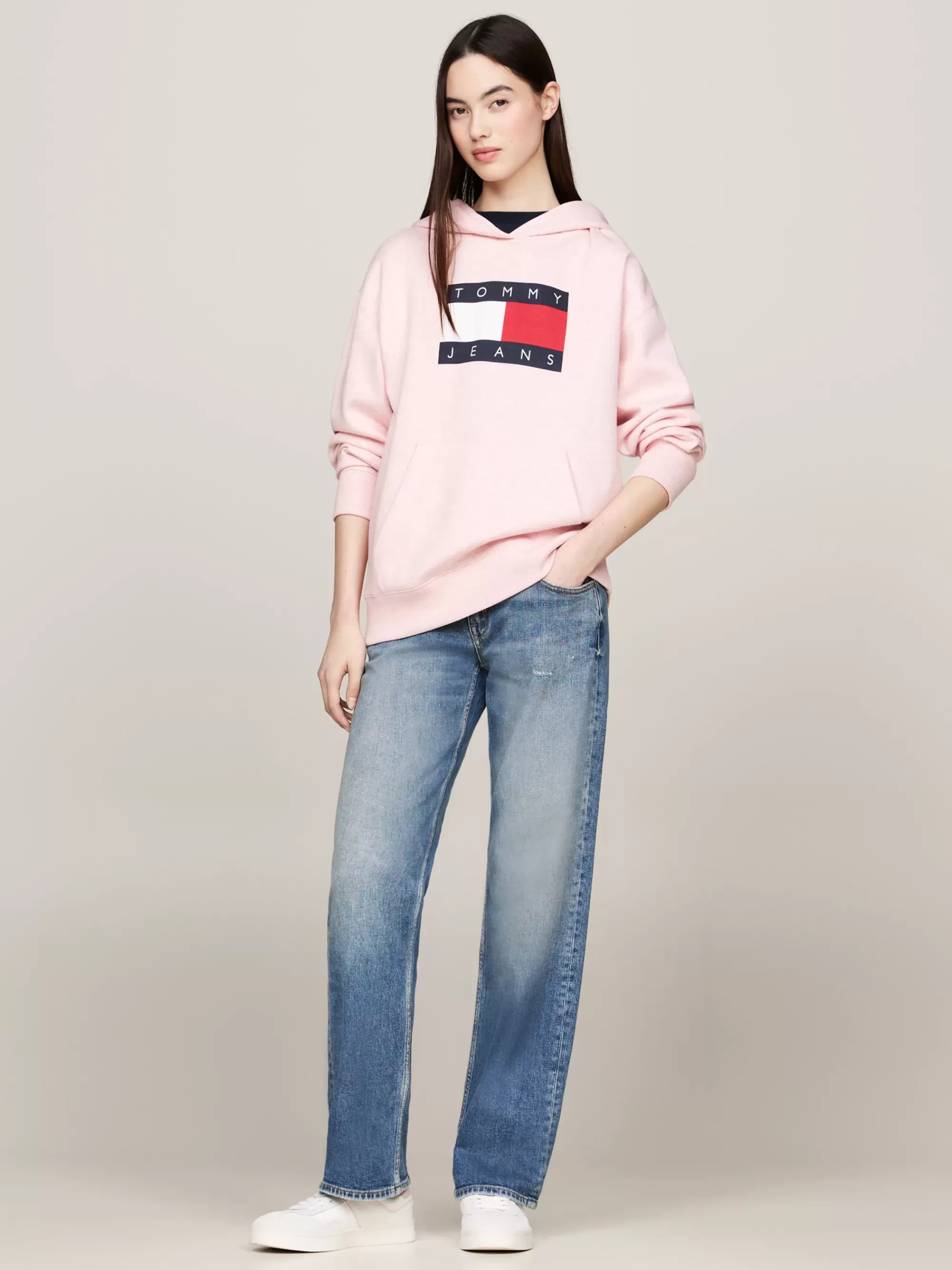 Sweatshirts & Hoodies*Tommy Hilfiger Relaxed Fit Hoodie Van Gemêleerd Katoen BALLET PINK MELANGE